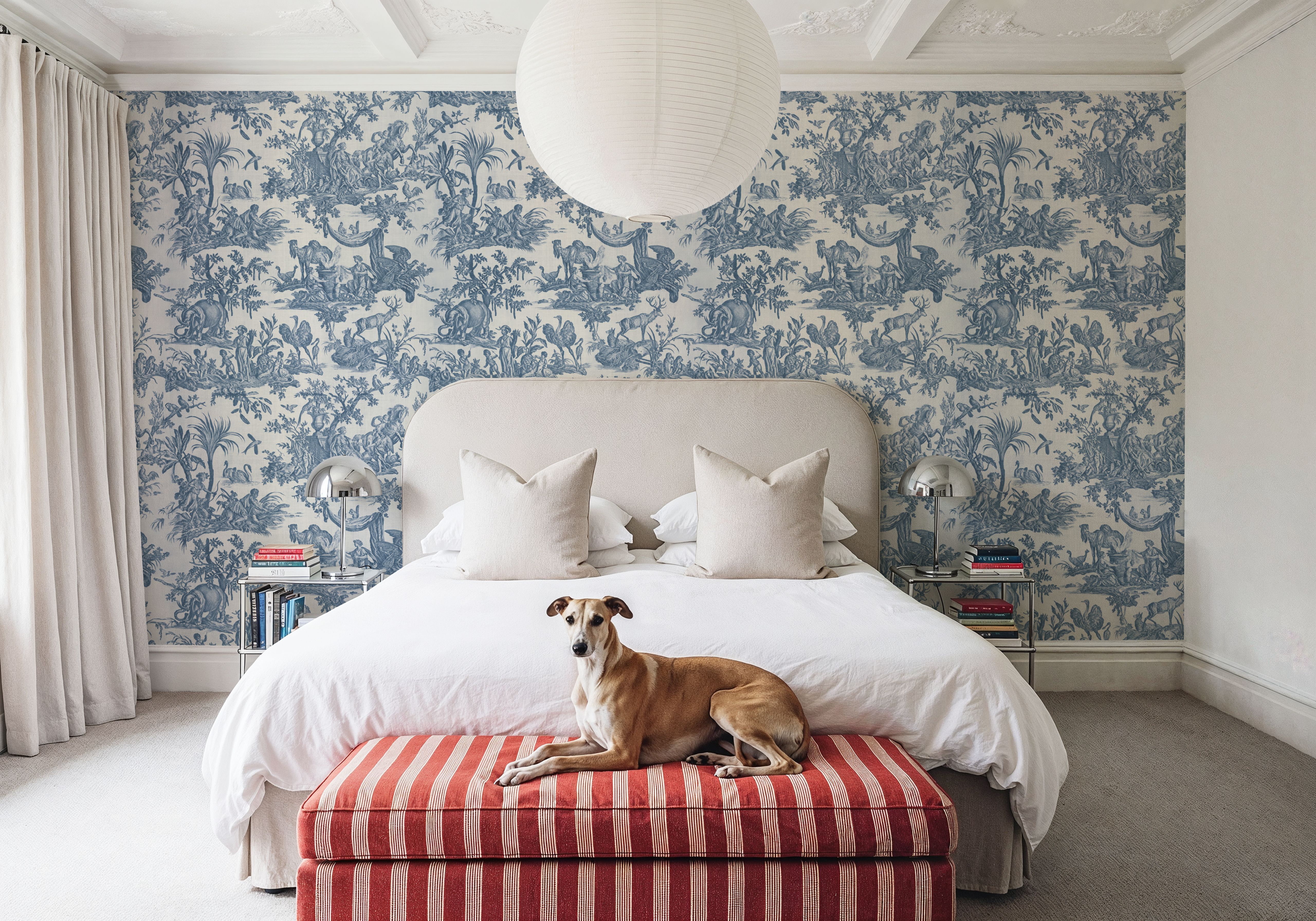 Patinated Linen Toile de Jouy, Navy