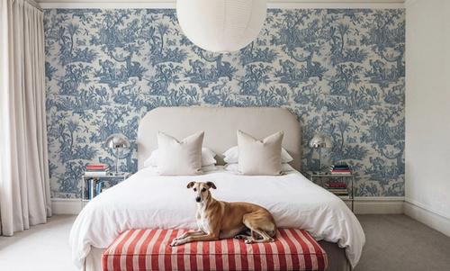 Patinated Linen Toile de Jouy, Navy