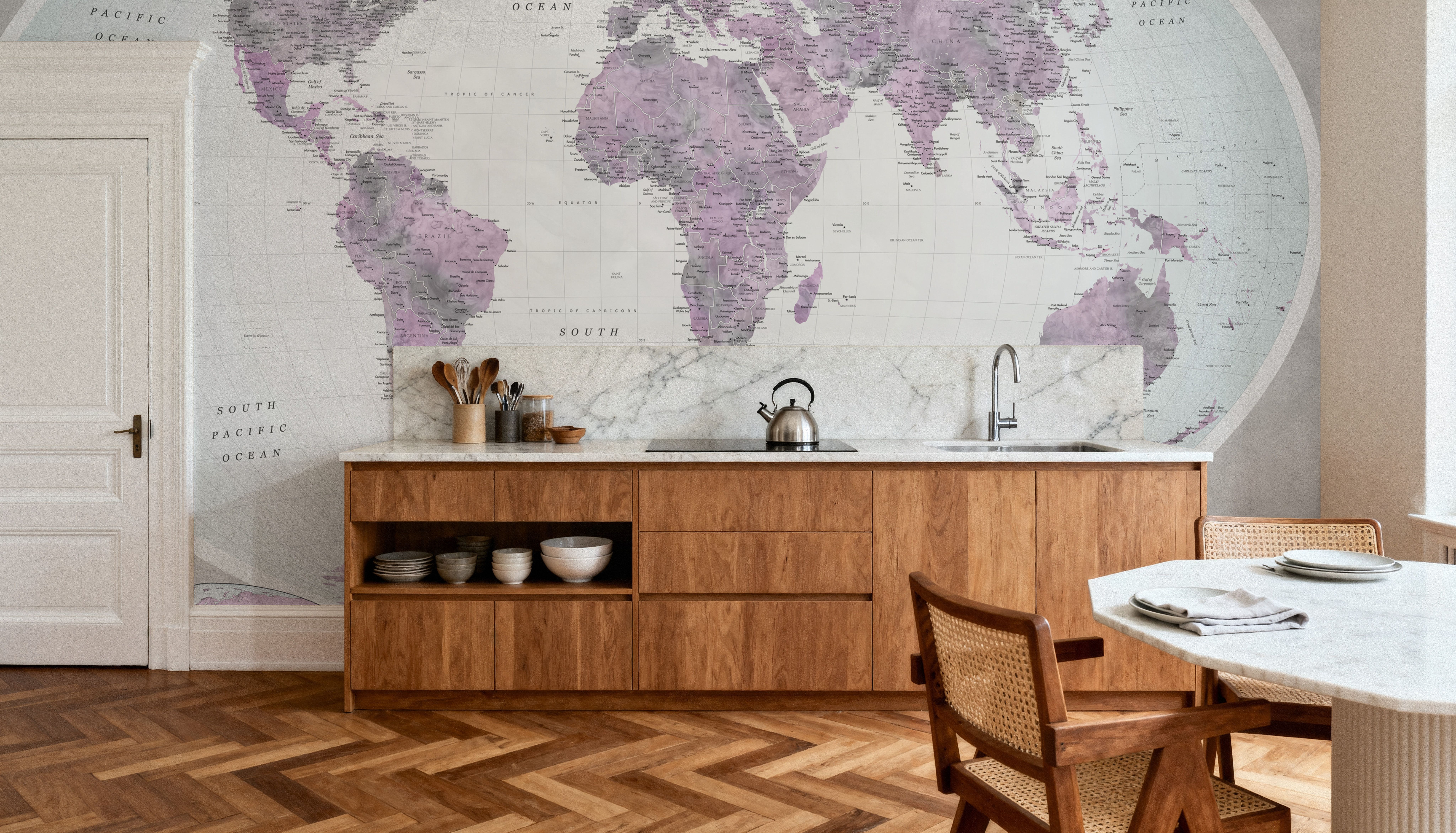World Map Atlas Purple