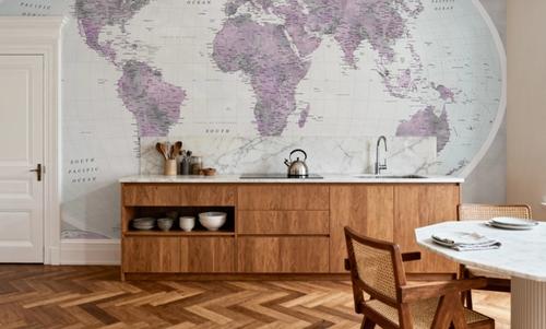 World Map Atlas Purple