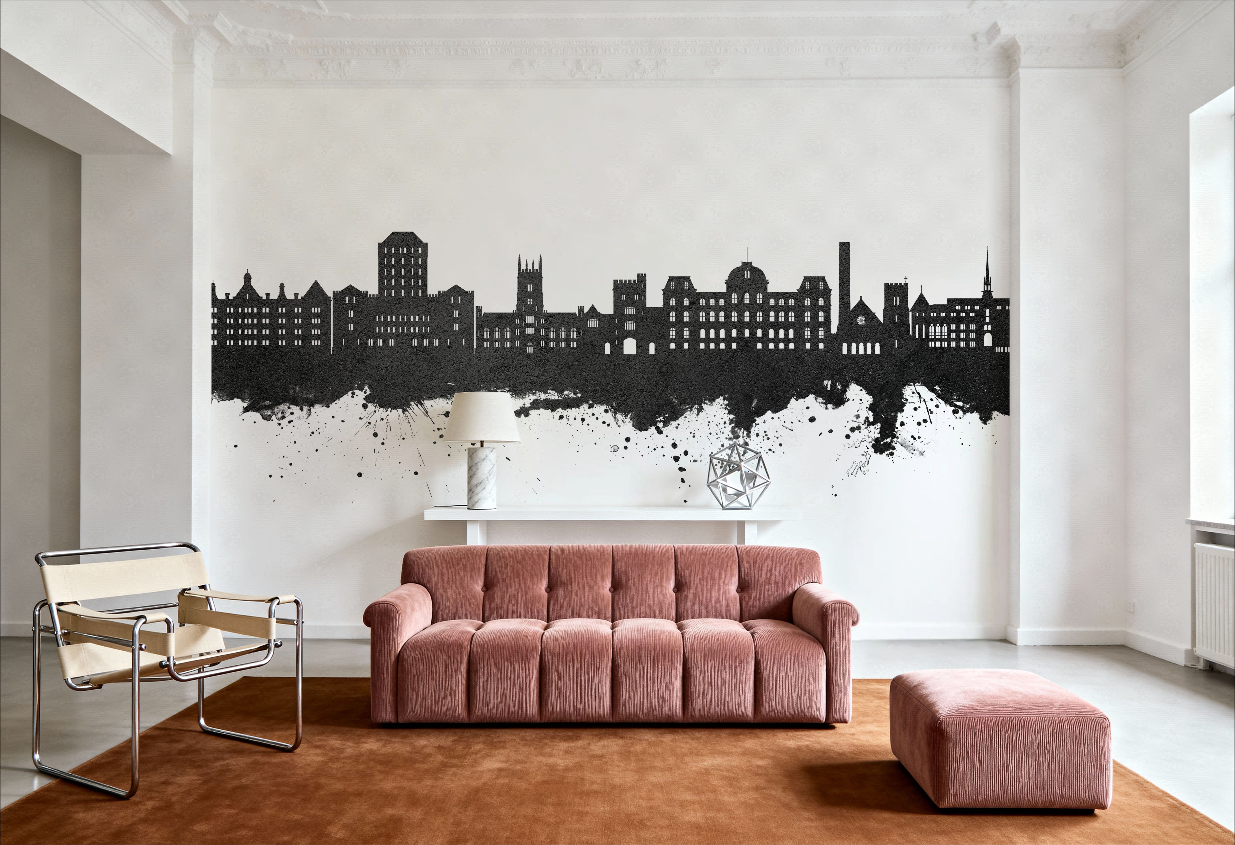 Poughkeepsie New York Skyline Black & White, Wallpaper