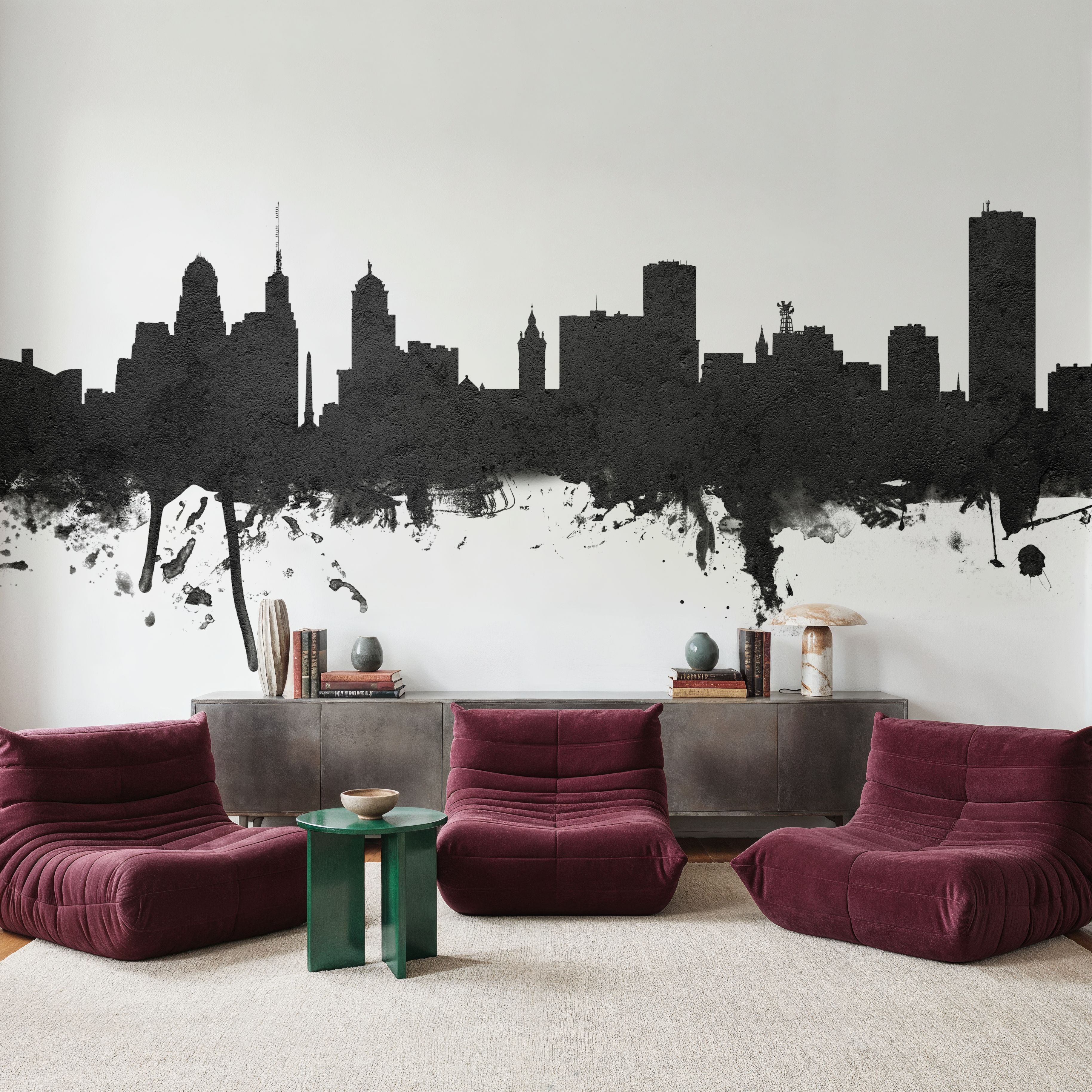 Buffalo New York Skyline Black & White