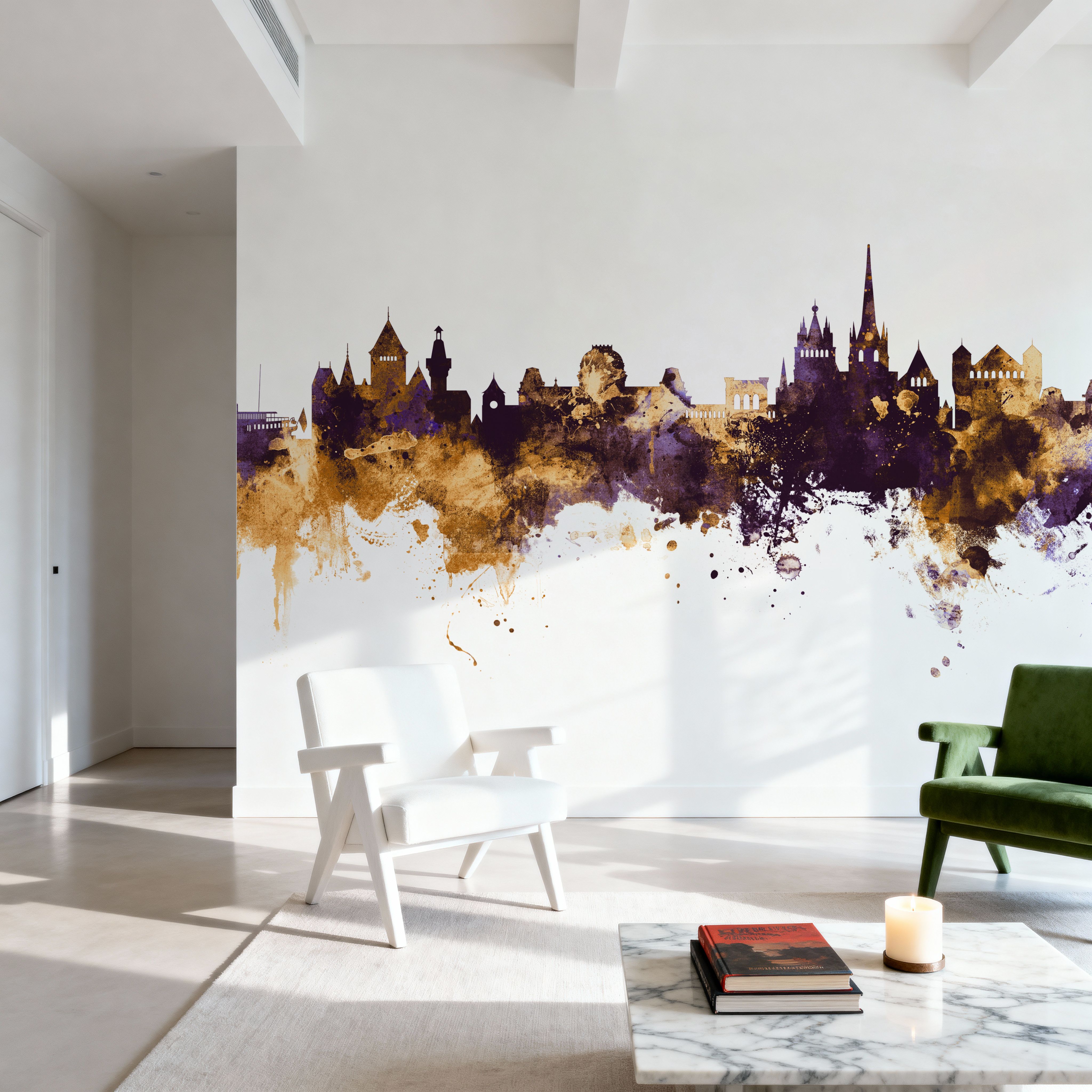 Lausanne Switzerland Skyline Purple & Gold