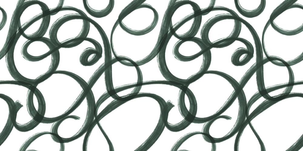 Curly Brush Lines, Salamander Green