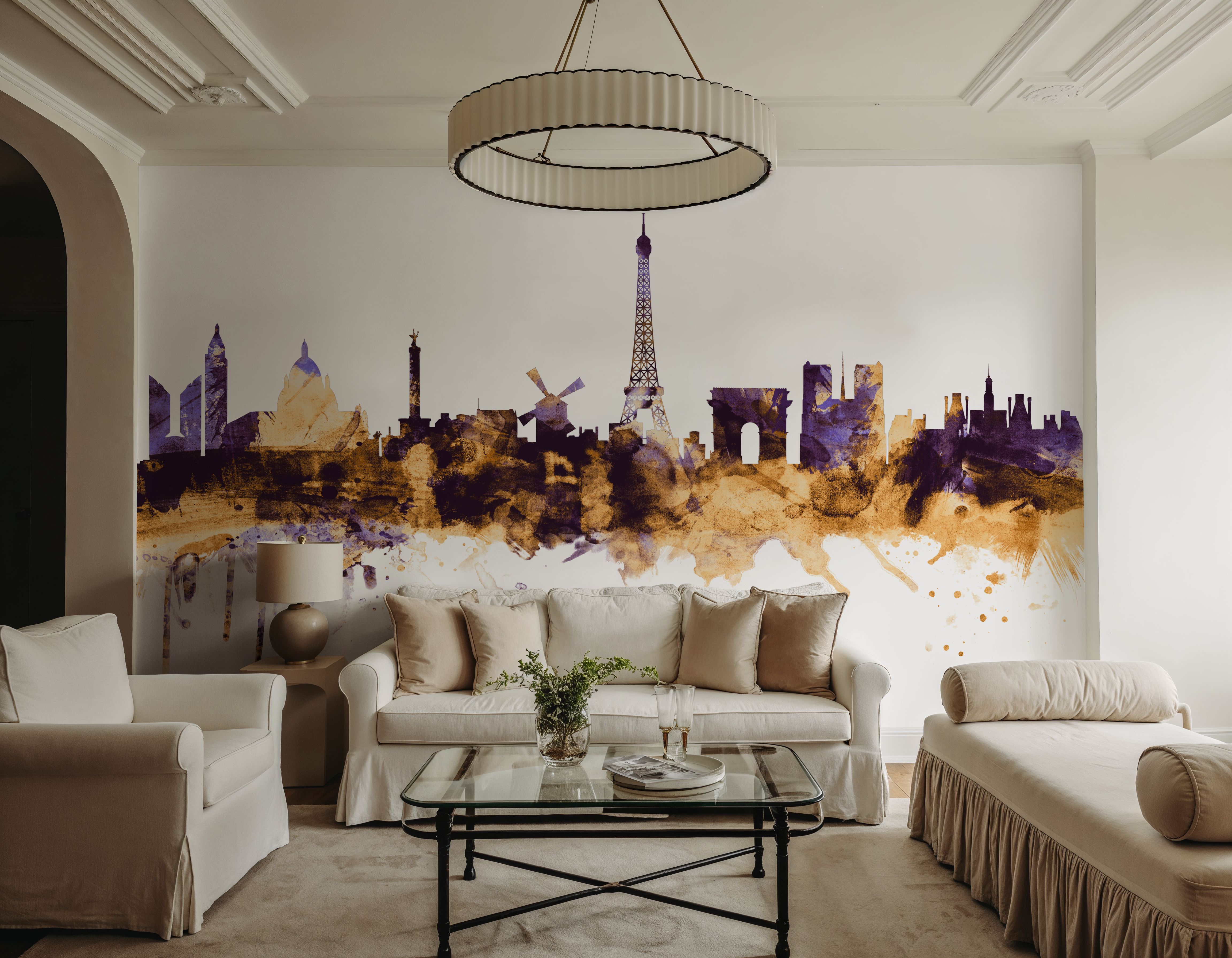Paris Skyline Purple & Gold