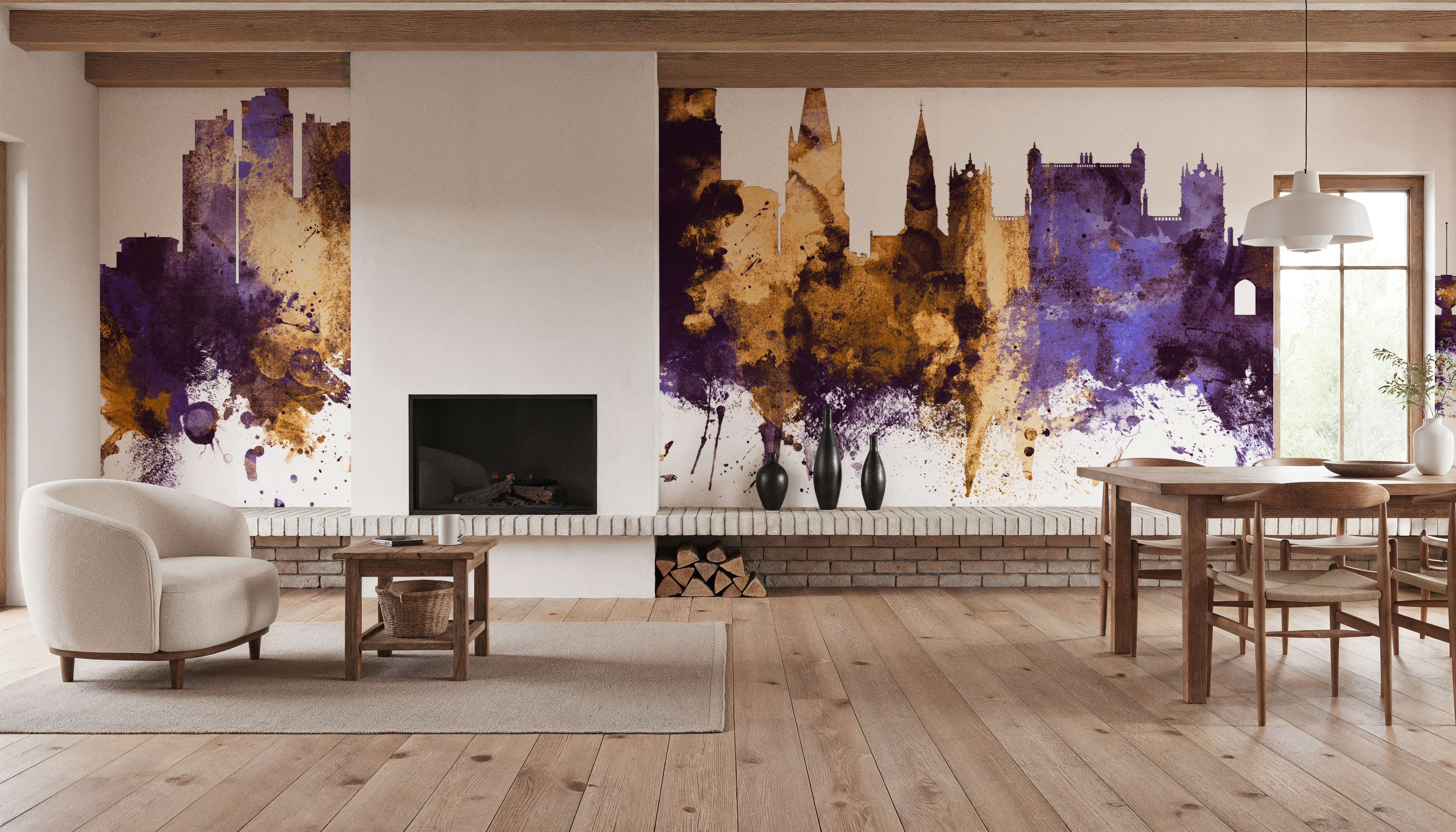 Nottingham England Skyline Purple & Gold