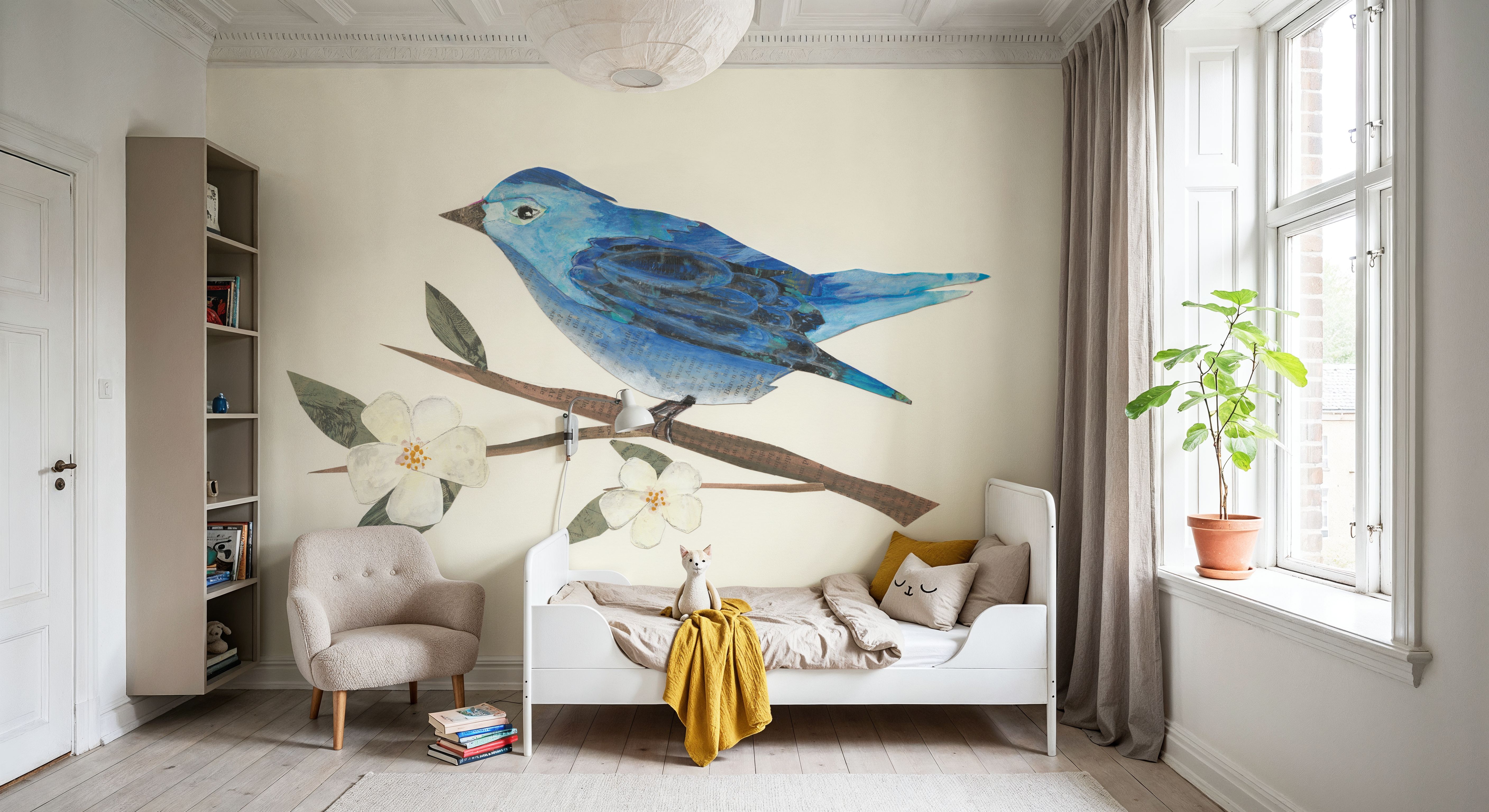 Blue Paper Bird, Wallpaper