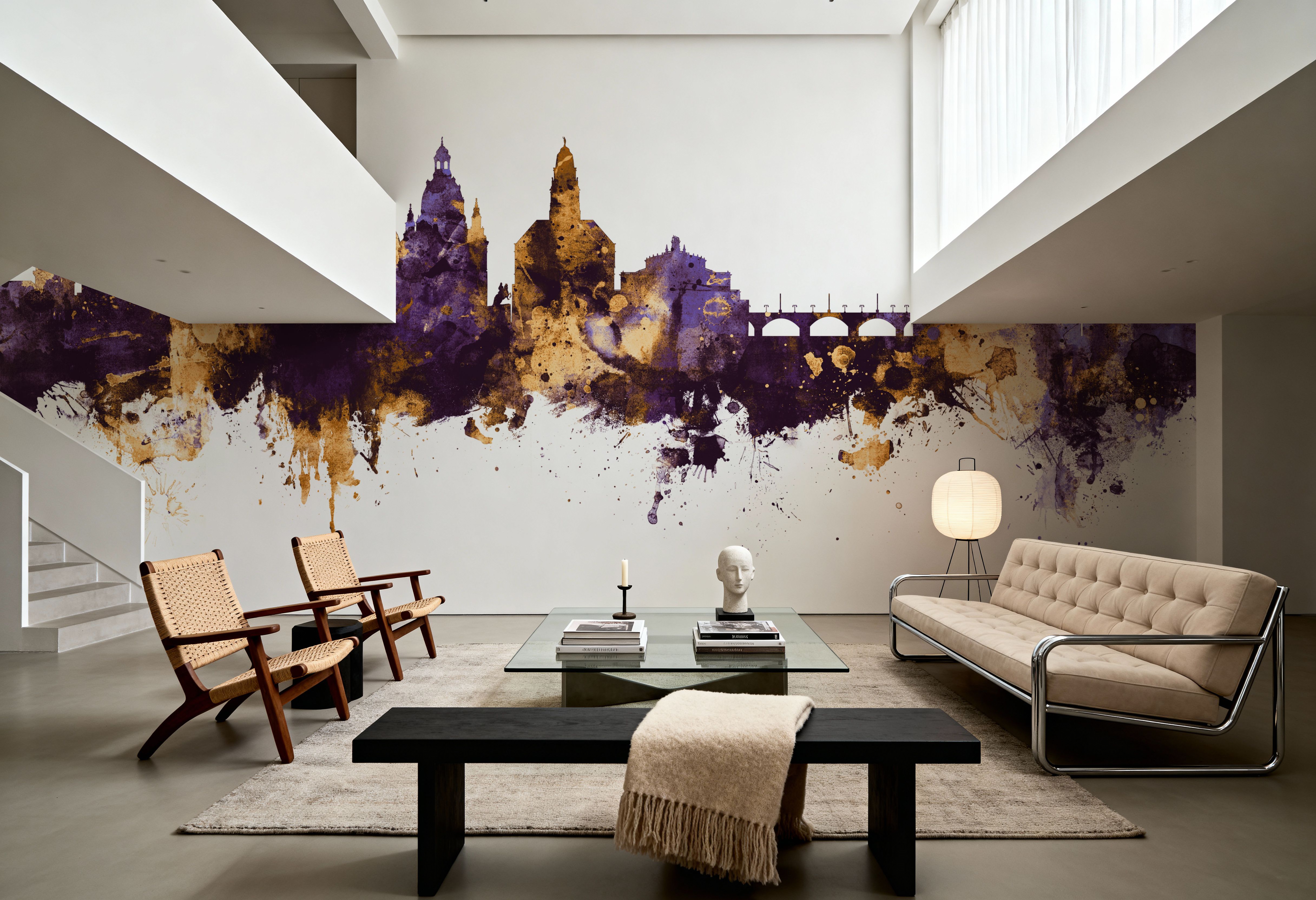 Dresden Germany Skyline Purple & Gold