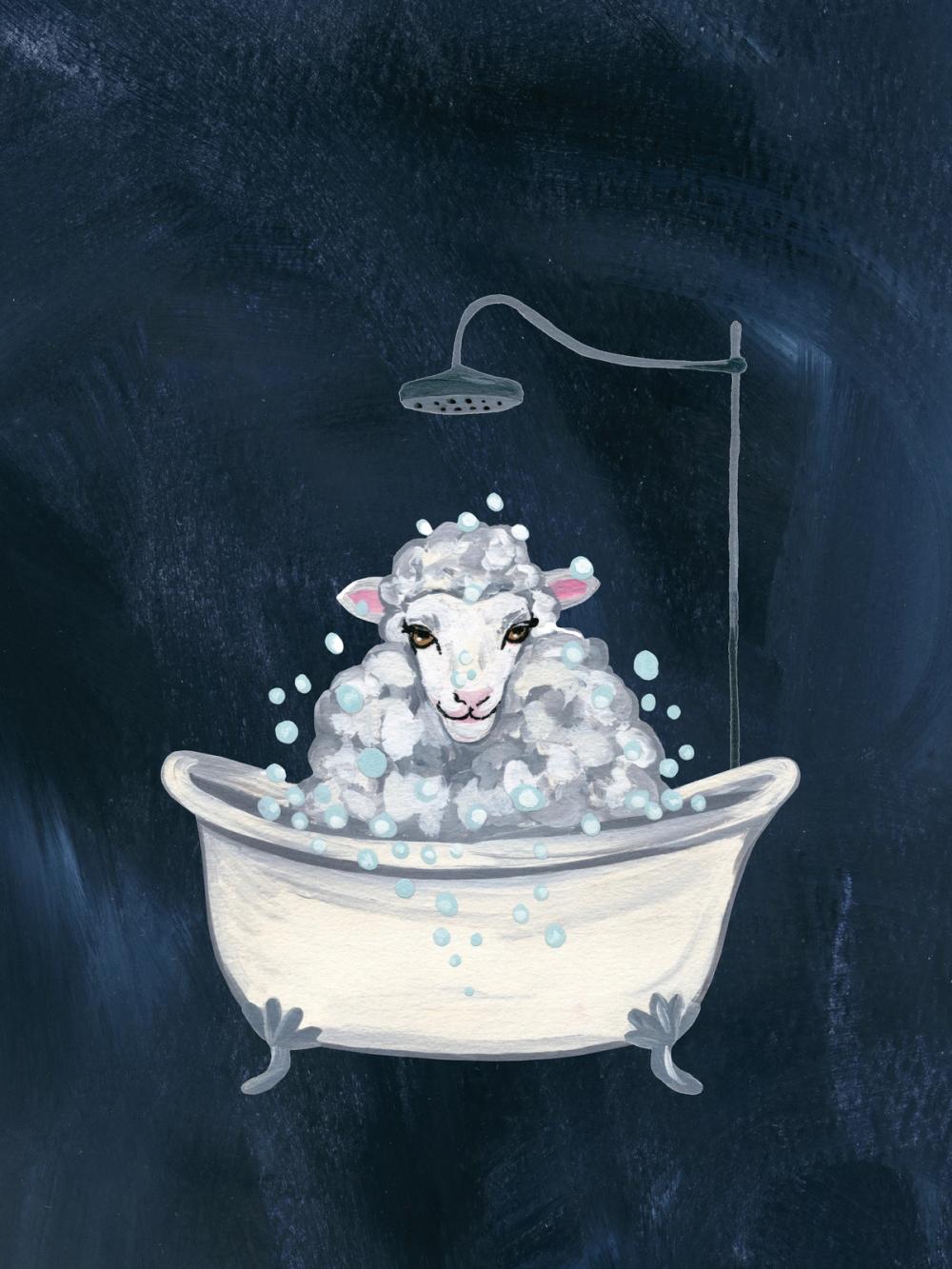 Sheep in Tub and Suds Texture Dark