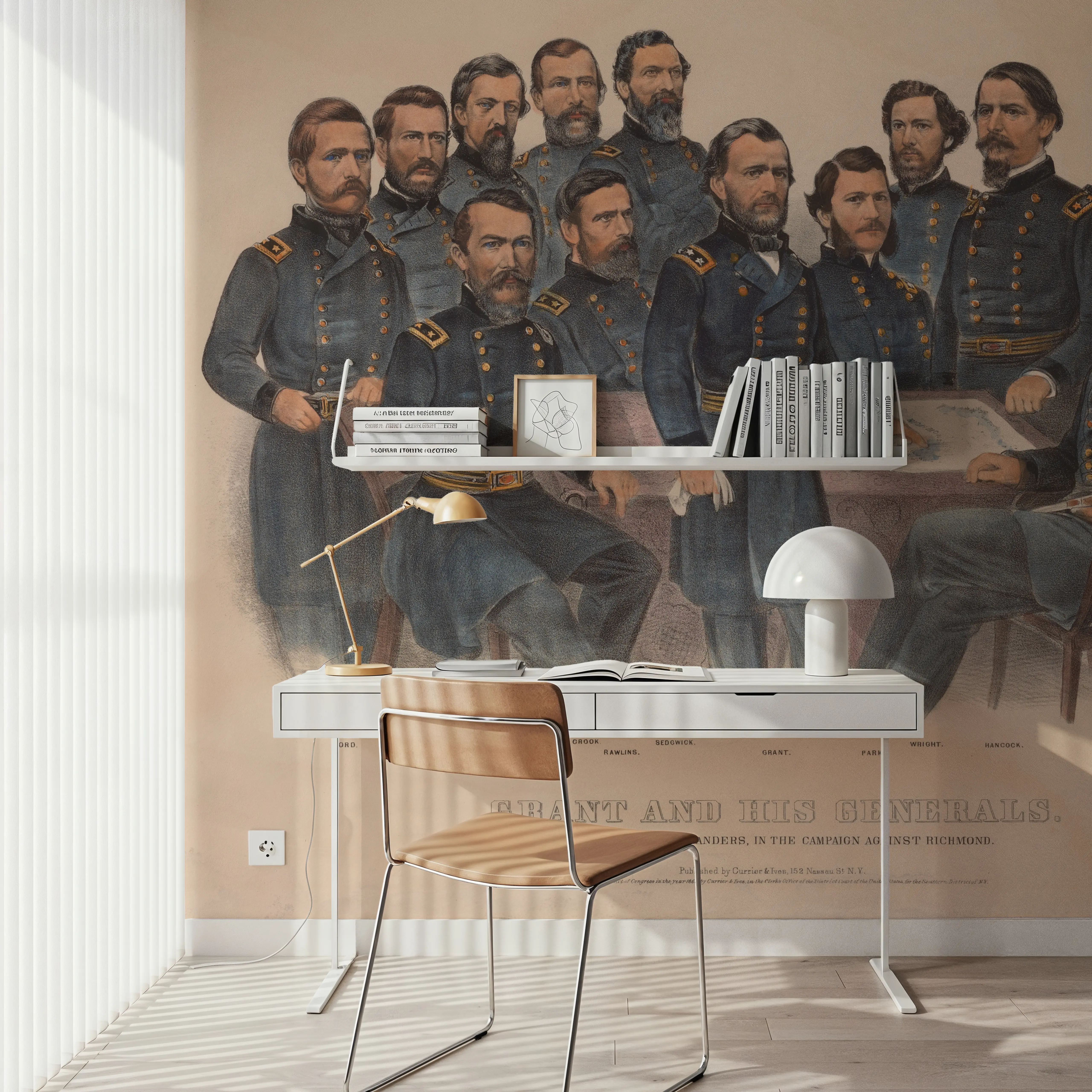 Fotobehang - Grant and his Generals - Folk Helden Mural - Blauw - Eetkamer - Wallism België - Zelfklevend of Vliesbehang