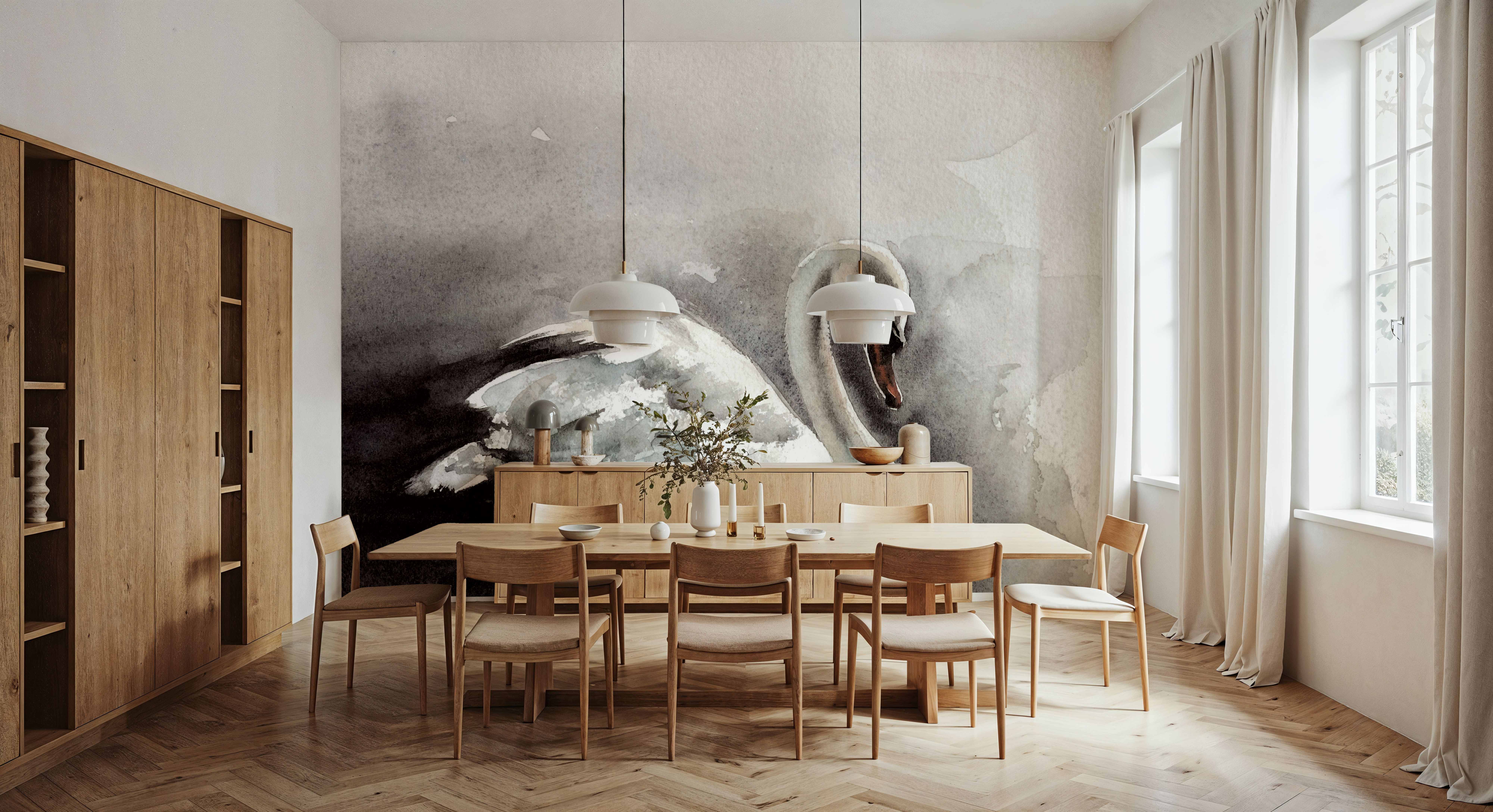 Moonlit Swan Dark, Papier peint