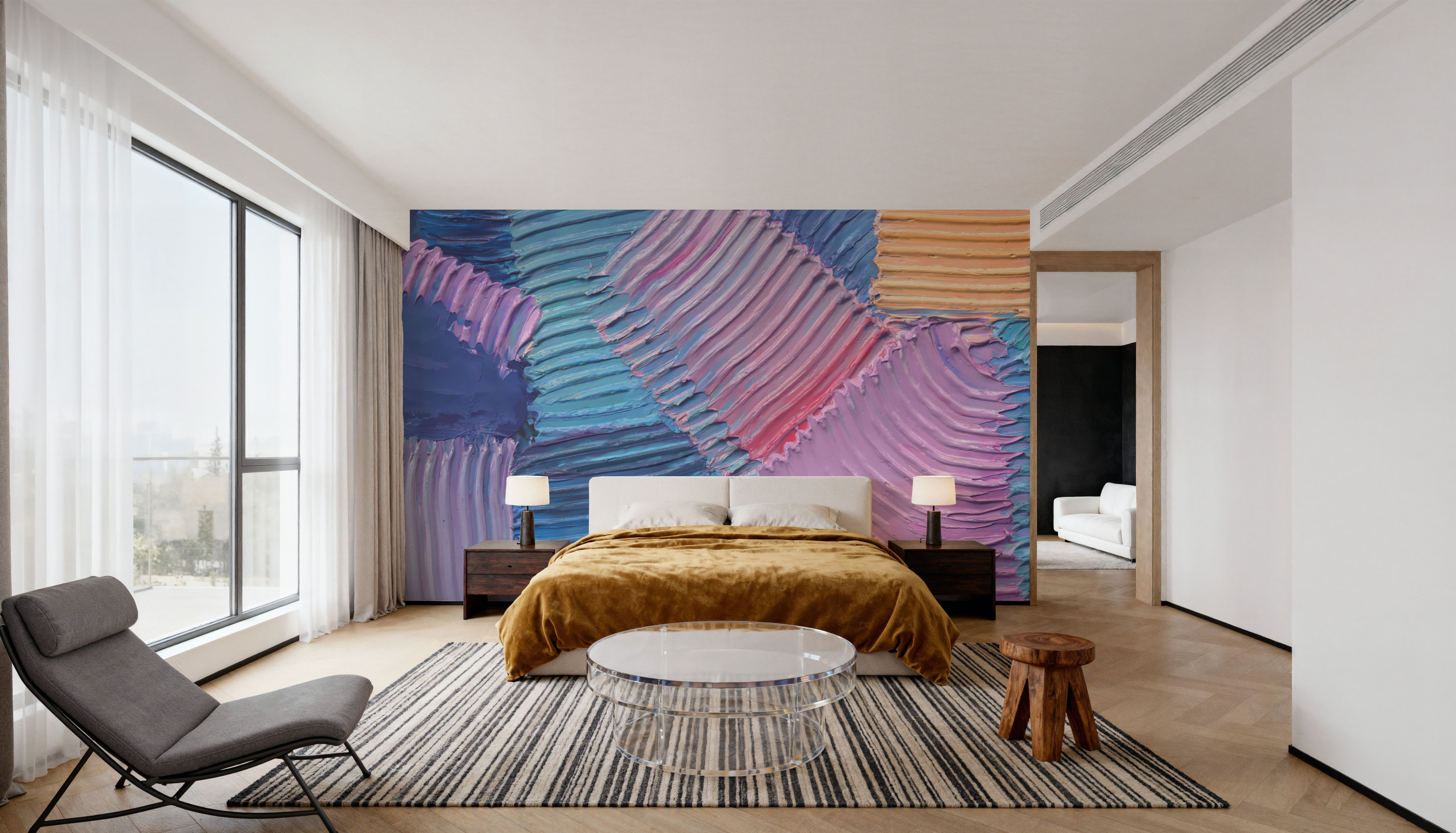 Close-Up Stroke Painting, Pink & Blue