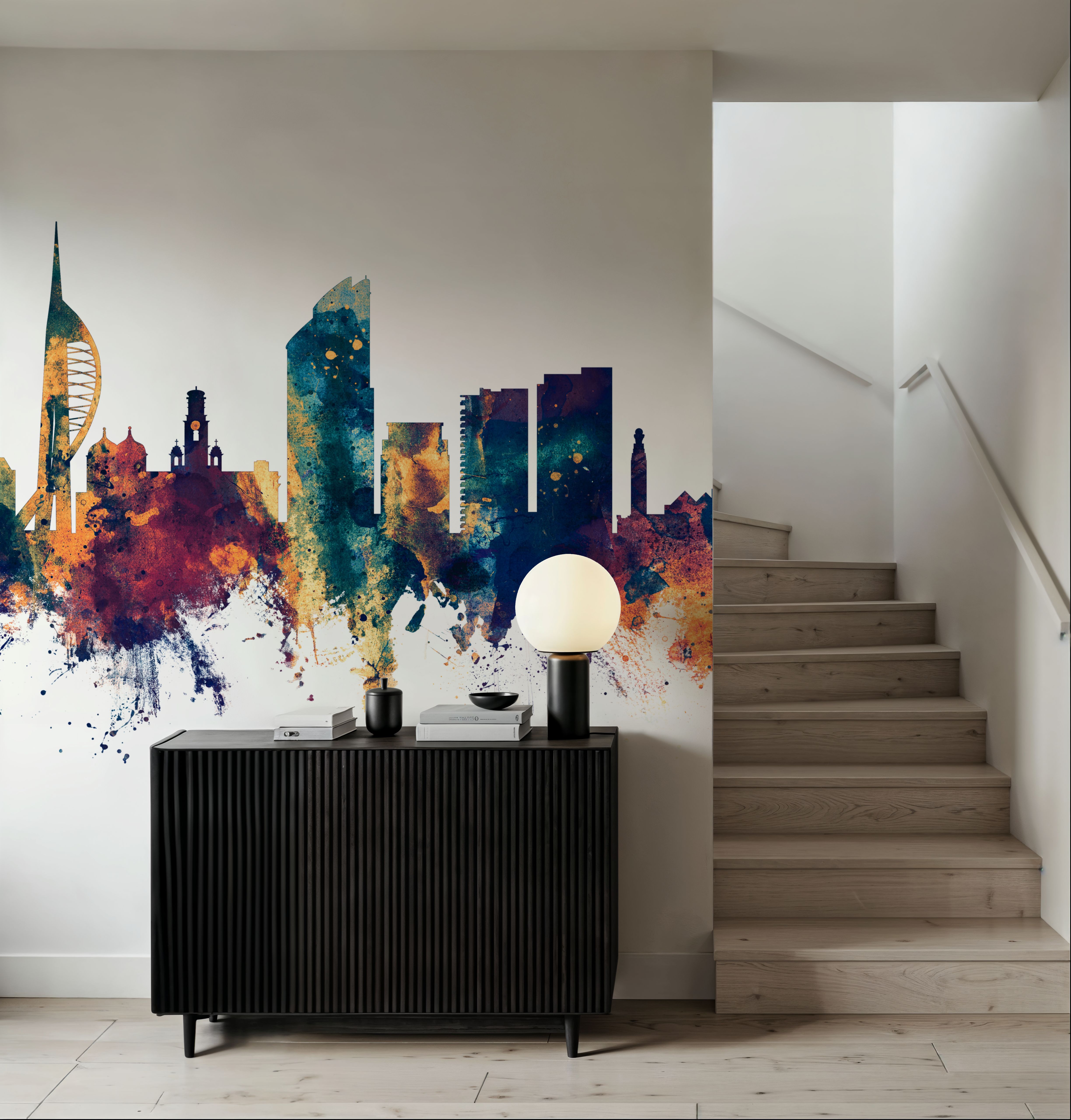 Portsmouth England Skyline Blue & Bronze