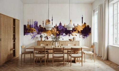 Hannover Germany Skyline Purple & Gold