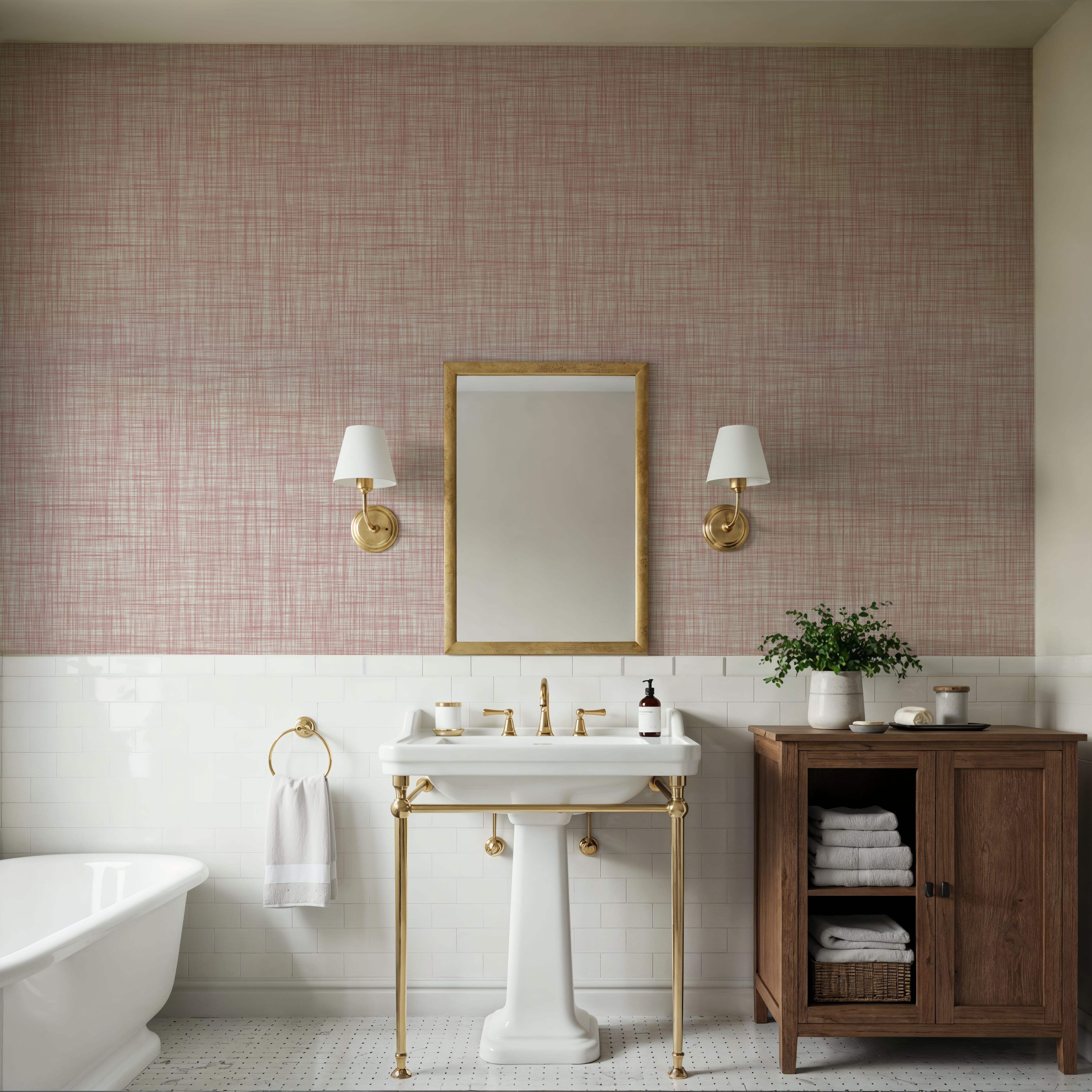 Mottled Linen Effect, Blush Pink