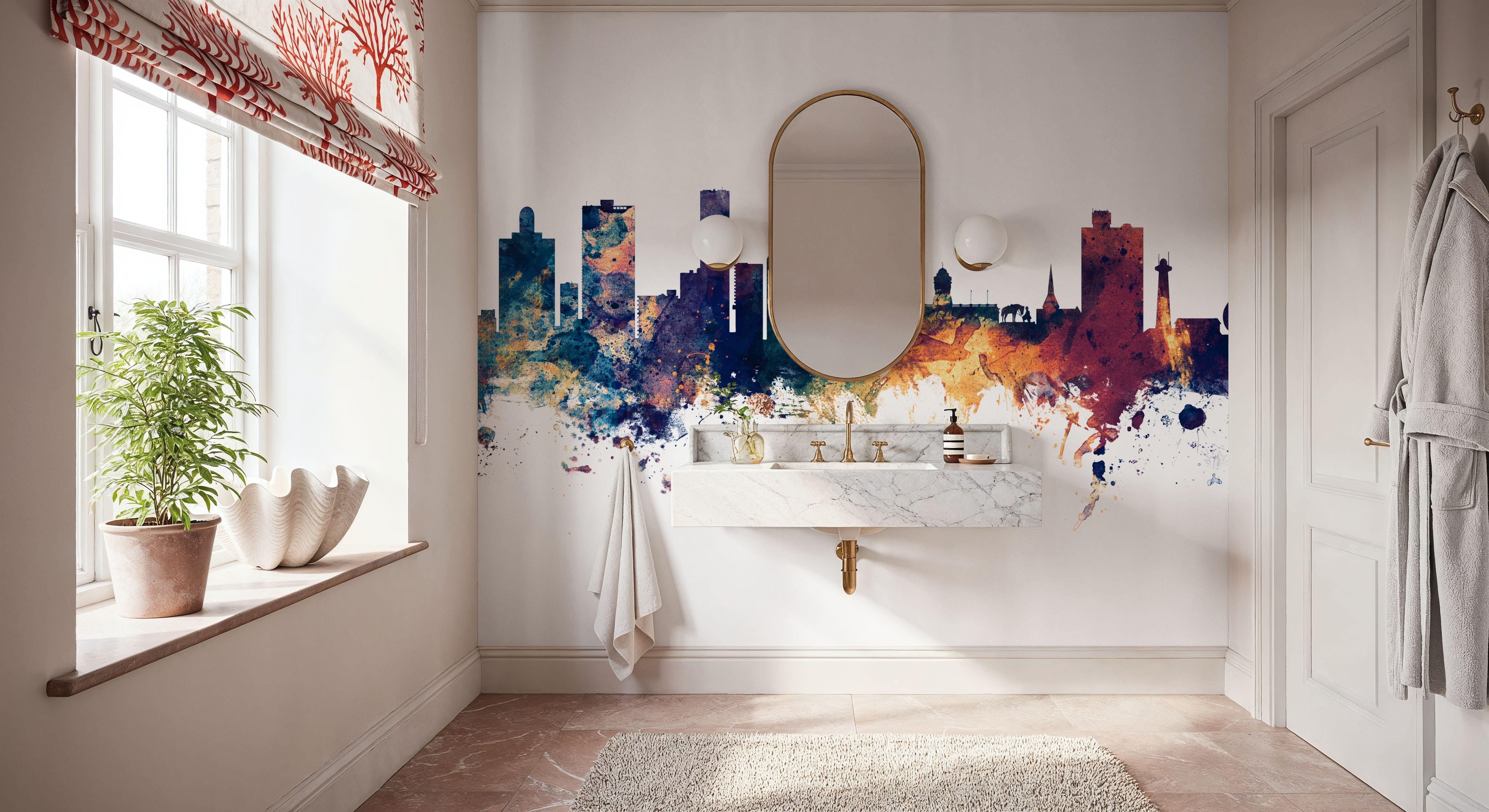 Port Elizabeth South Africa Skyline Blue & Bronze