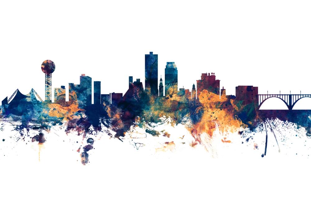 Knoxville Tennessee Skyline Blue & Bronze