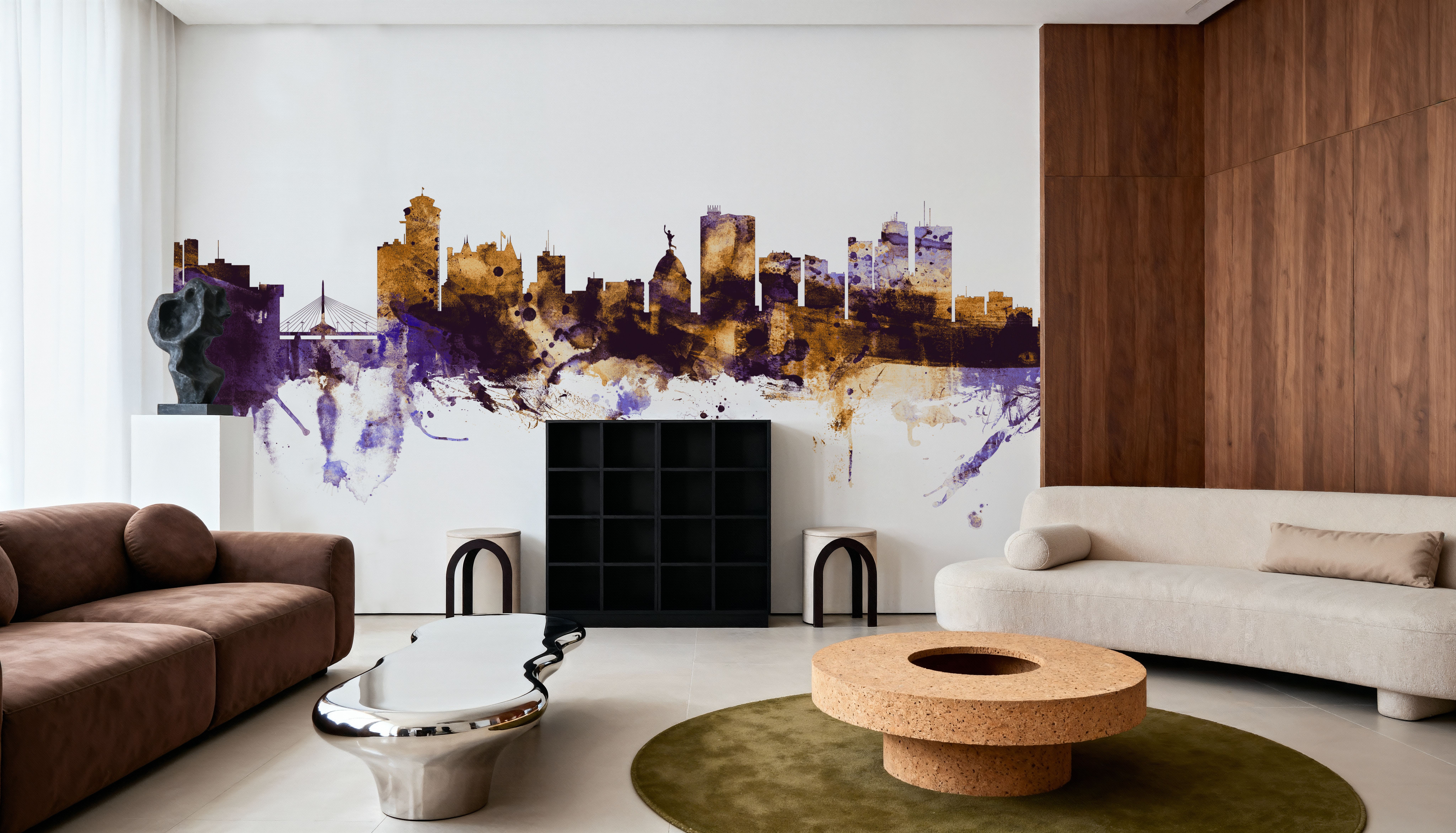 Winnipeg Canada Skyline Purple & Gold, Wallpaper