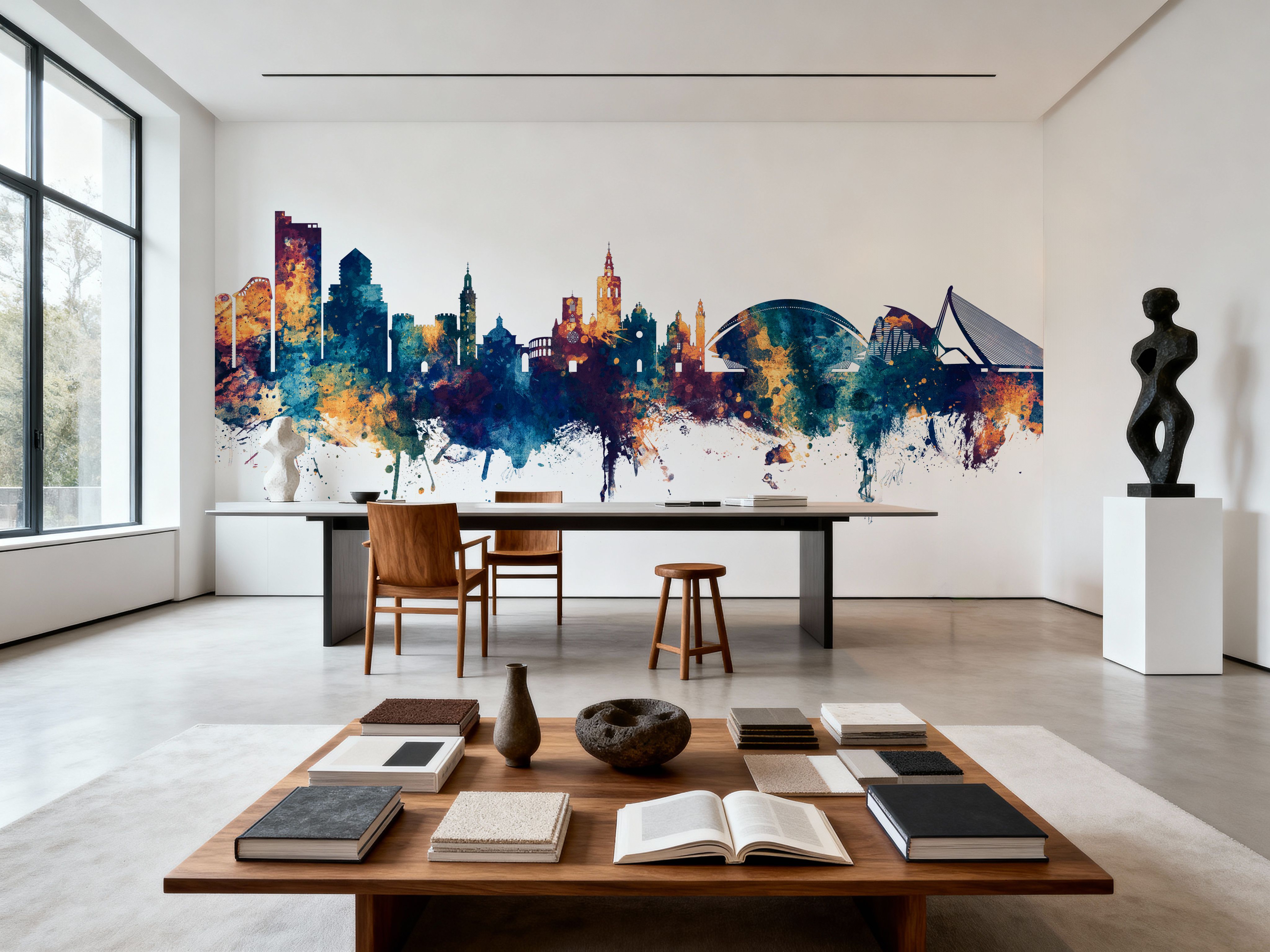 Valencia Spain Skyline Blue & Bronze