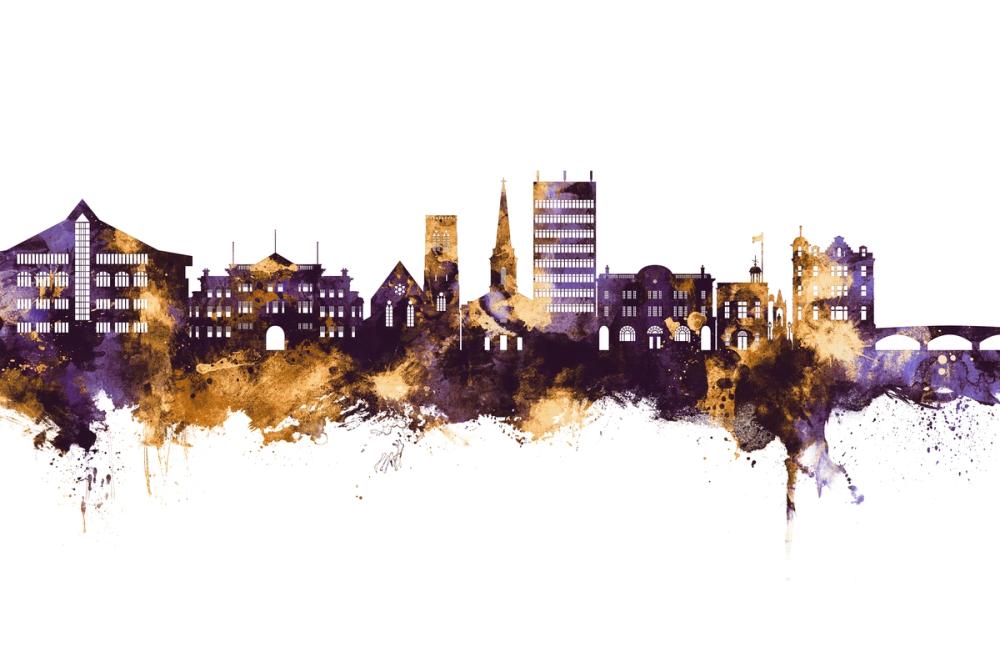 Maidstone England Skyline Purple & Gold