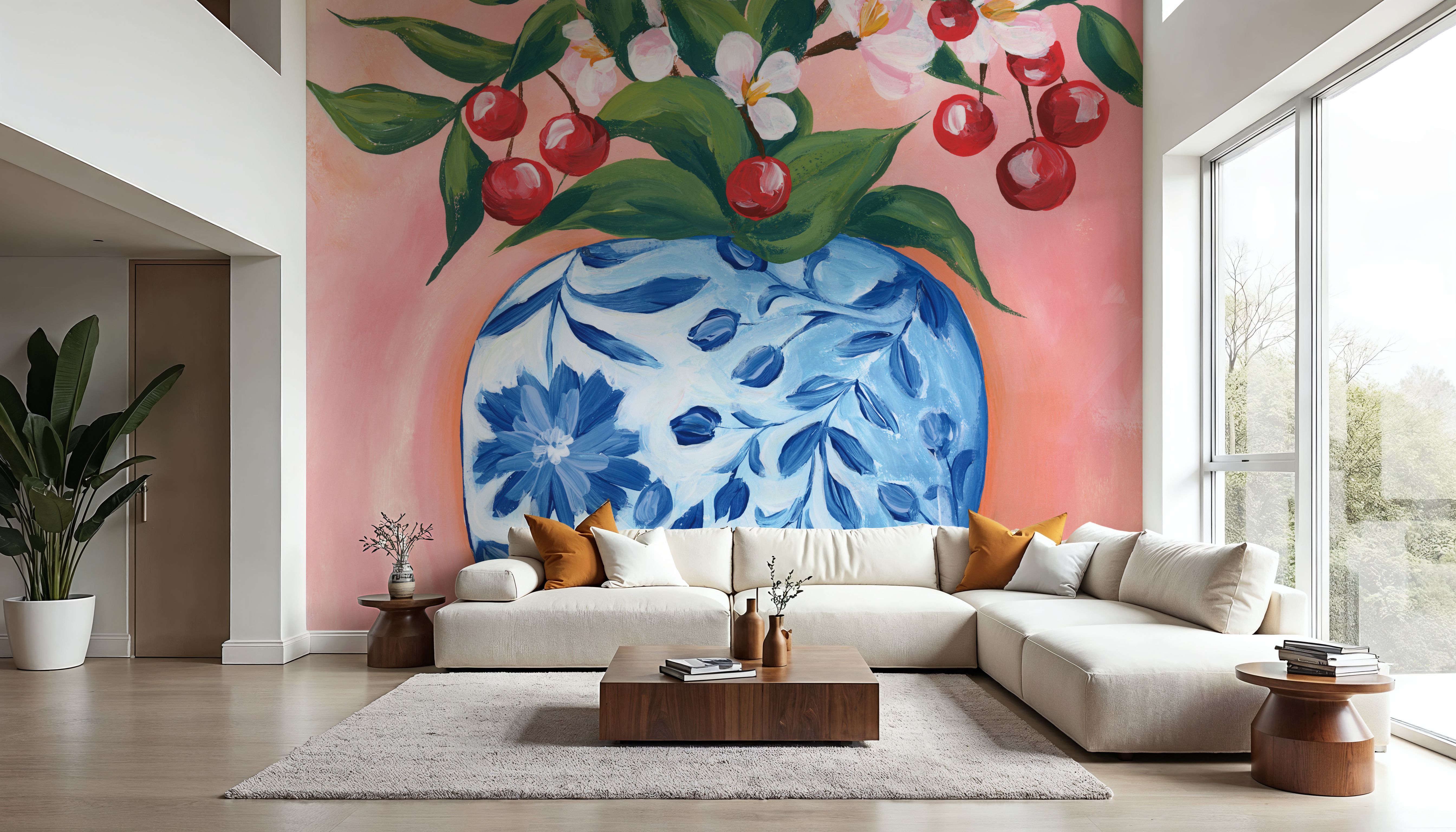 Blooming Cherry Vase, Papel pintado