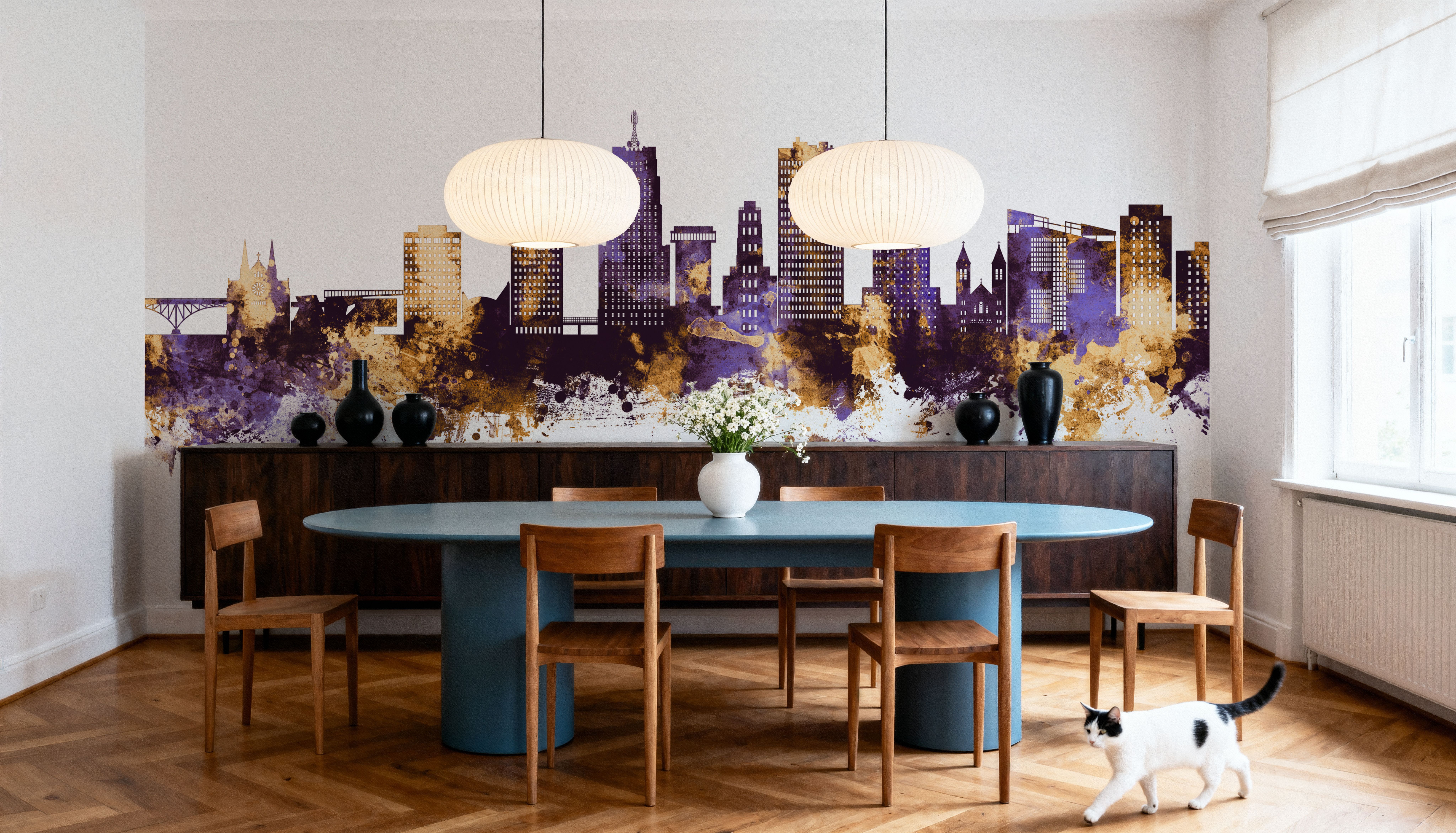 Akron Ohio Skyline Purple & Gold