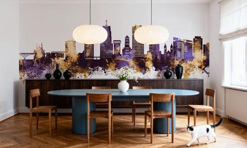 Akron Ohio Skyline Purple & Gold