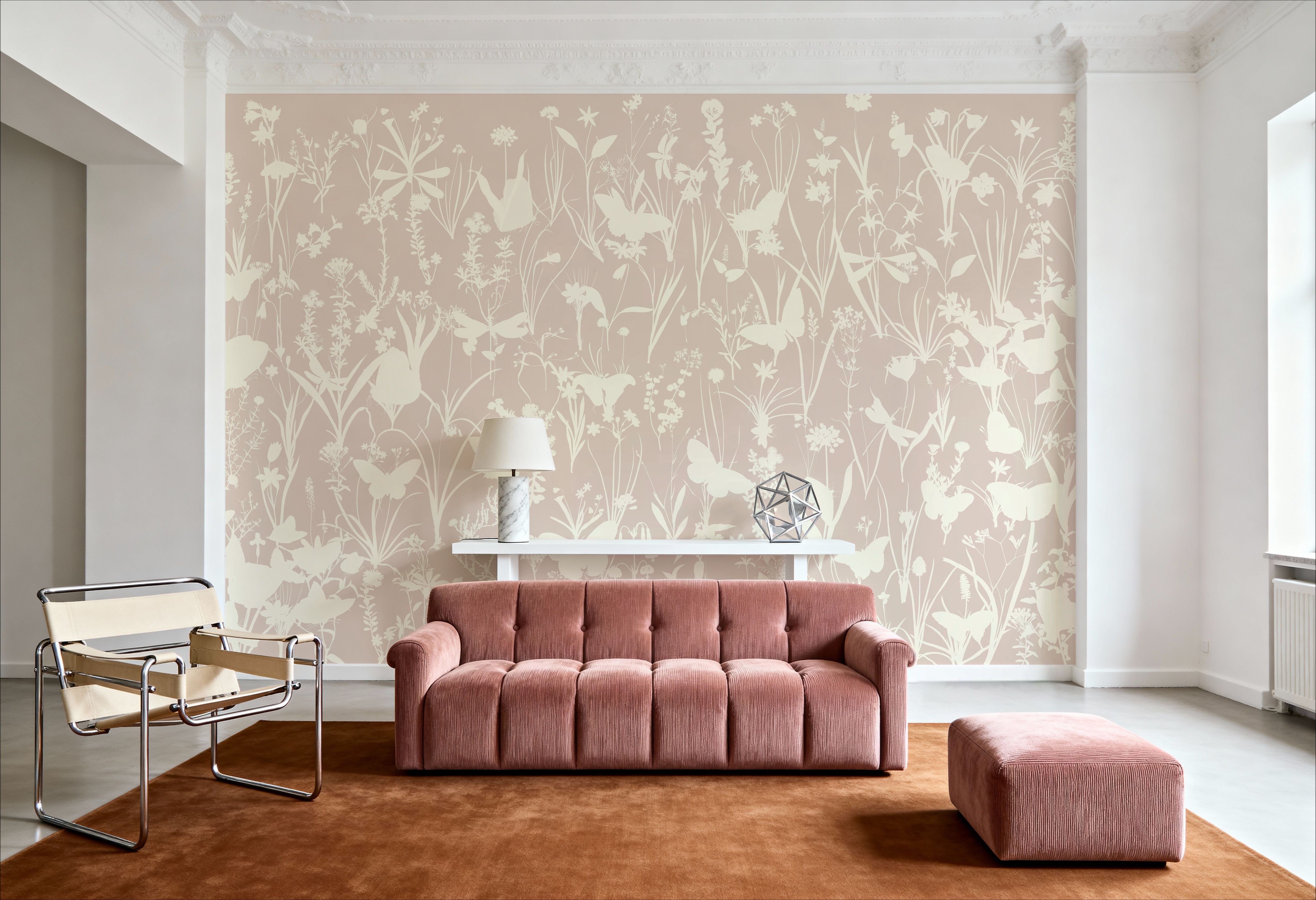 Herbals and Butterflies Double Silhouette Beige No Stain