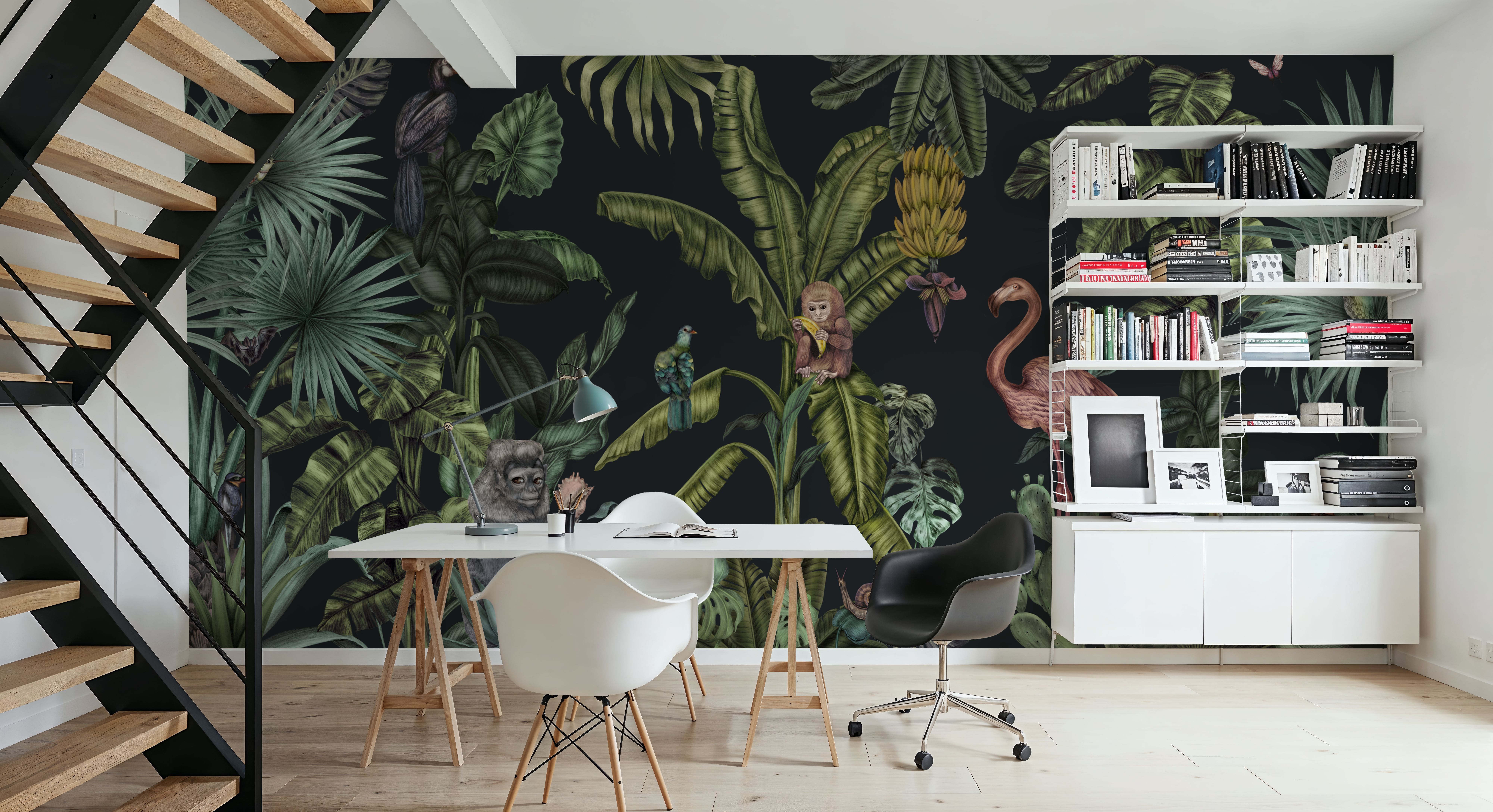 Monkeys With Birds, Dark, Wallpaper