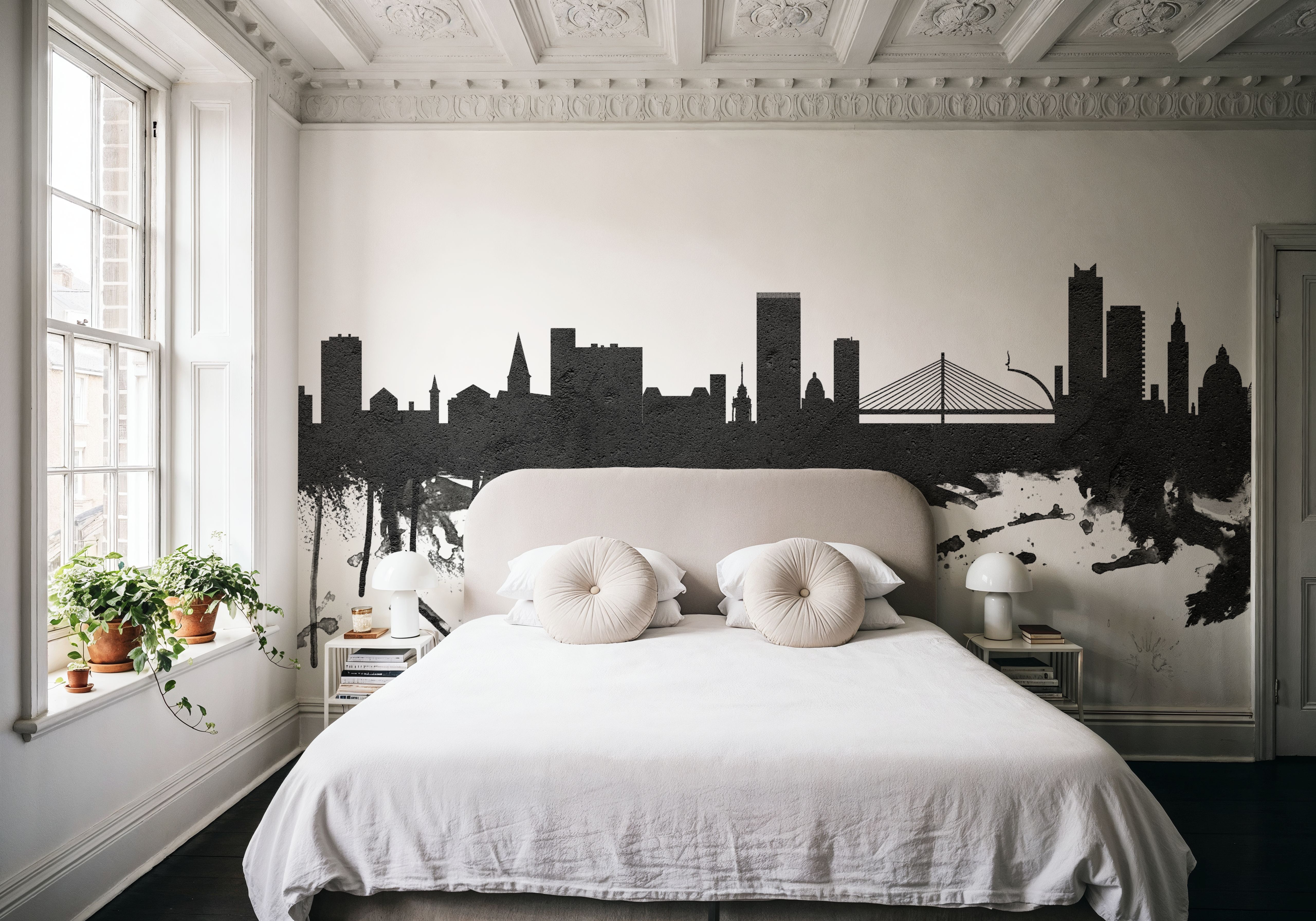 Liege Belgium Skyline Black & White
