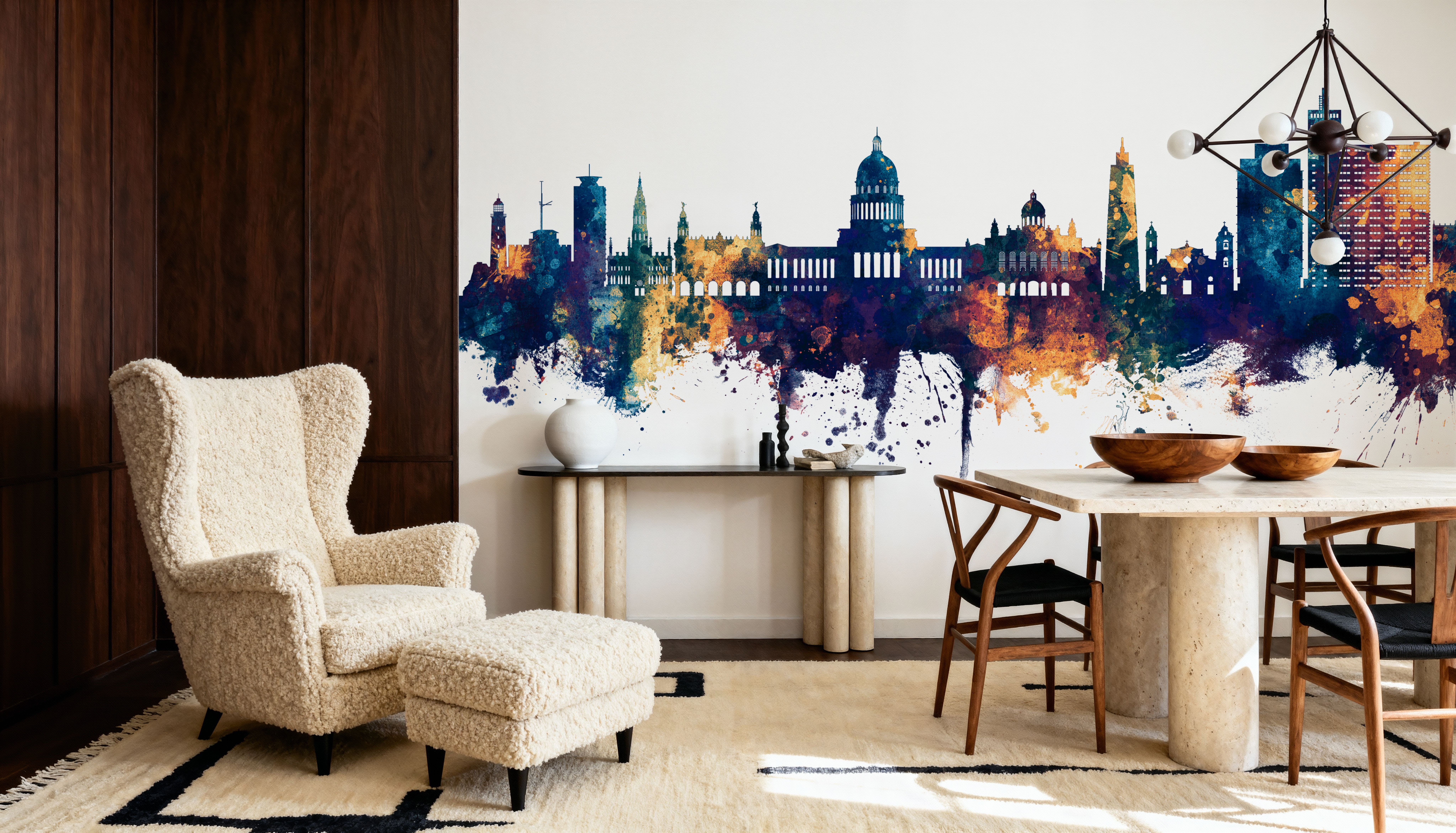 Havana Cuba Skyline Blue & Bronze, Wallpaper