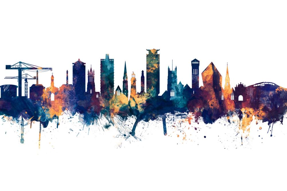 Plymouth England Skyline Blue & Bronze