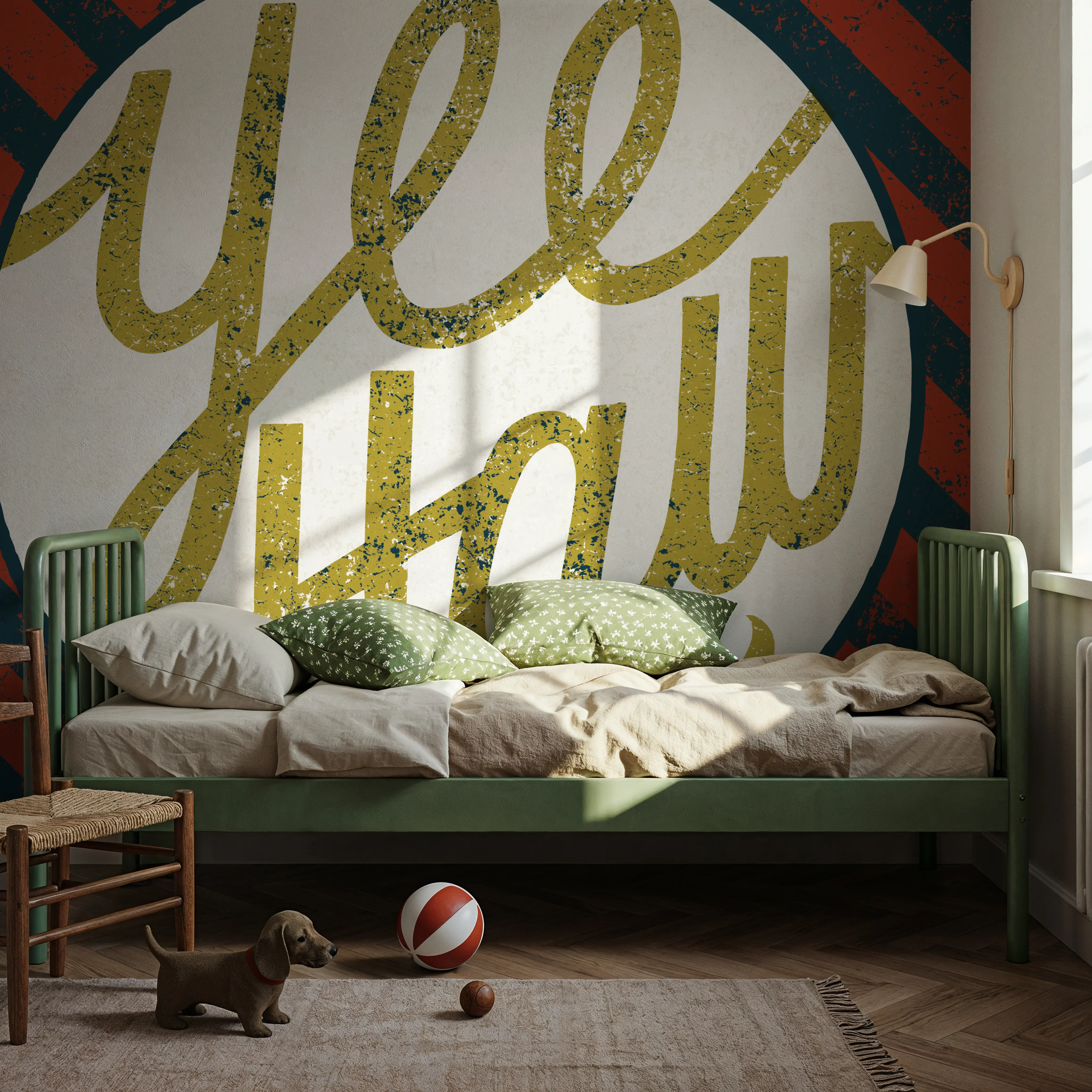 Fotobehang - Southern Pride Sayings Yee Haw - Grafische Kunst Strepen Mural - Rood - Slaapkamers - Wallism Nederland - Zelfklevend of Vliesbehang