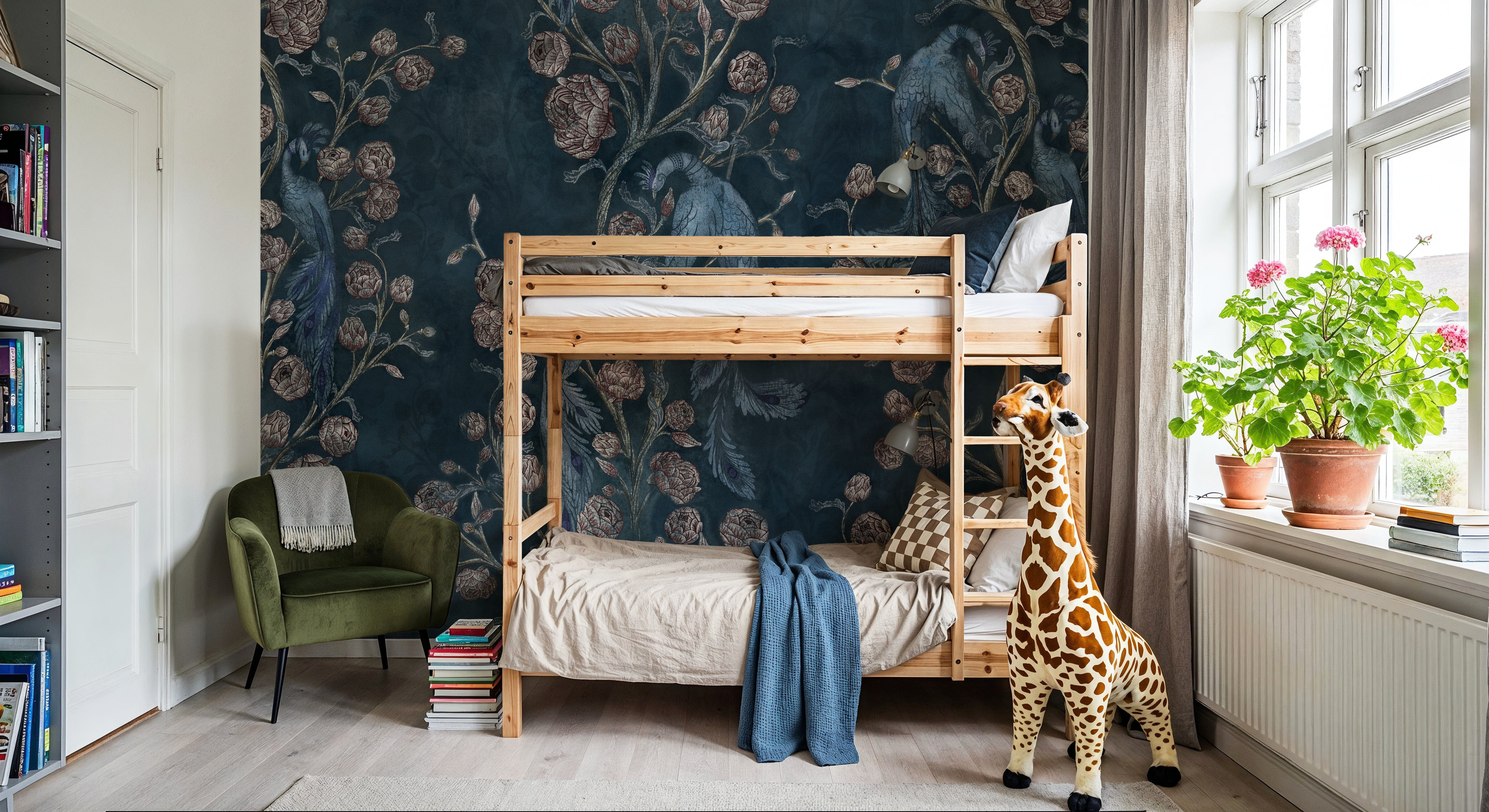 Peacock and Peony Chinoiserie Navy