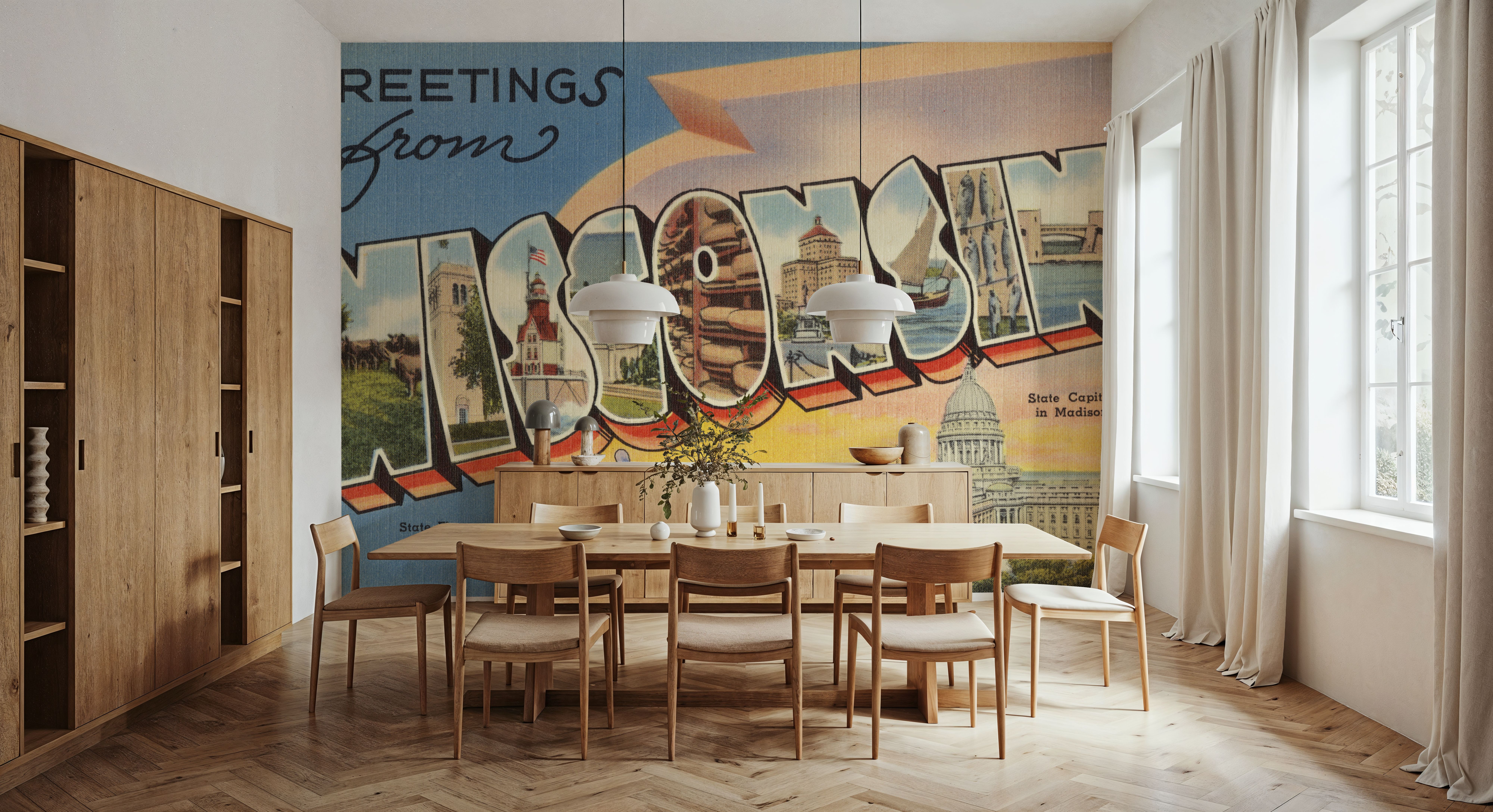 Greetings from Wisconsin - Screenprint Postcard