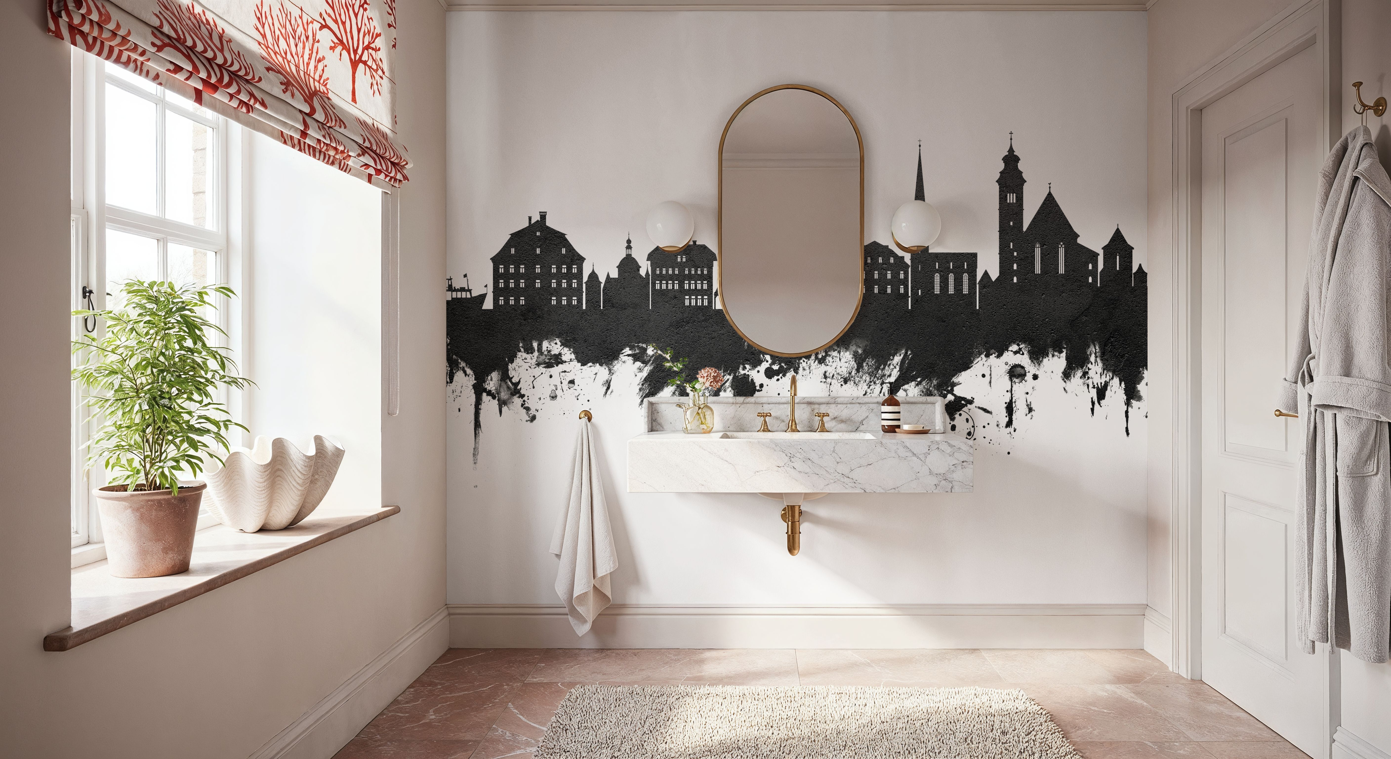 Hallstatt Austria Skyline Black & White, Wallpaper