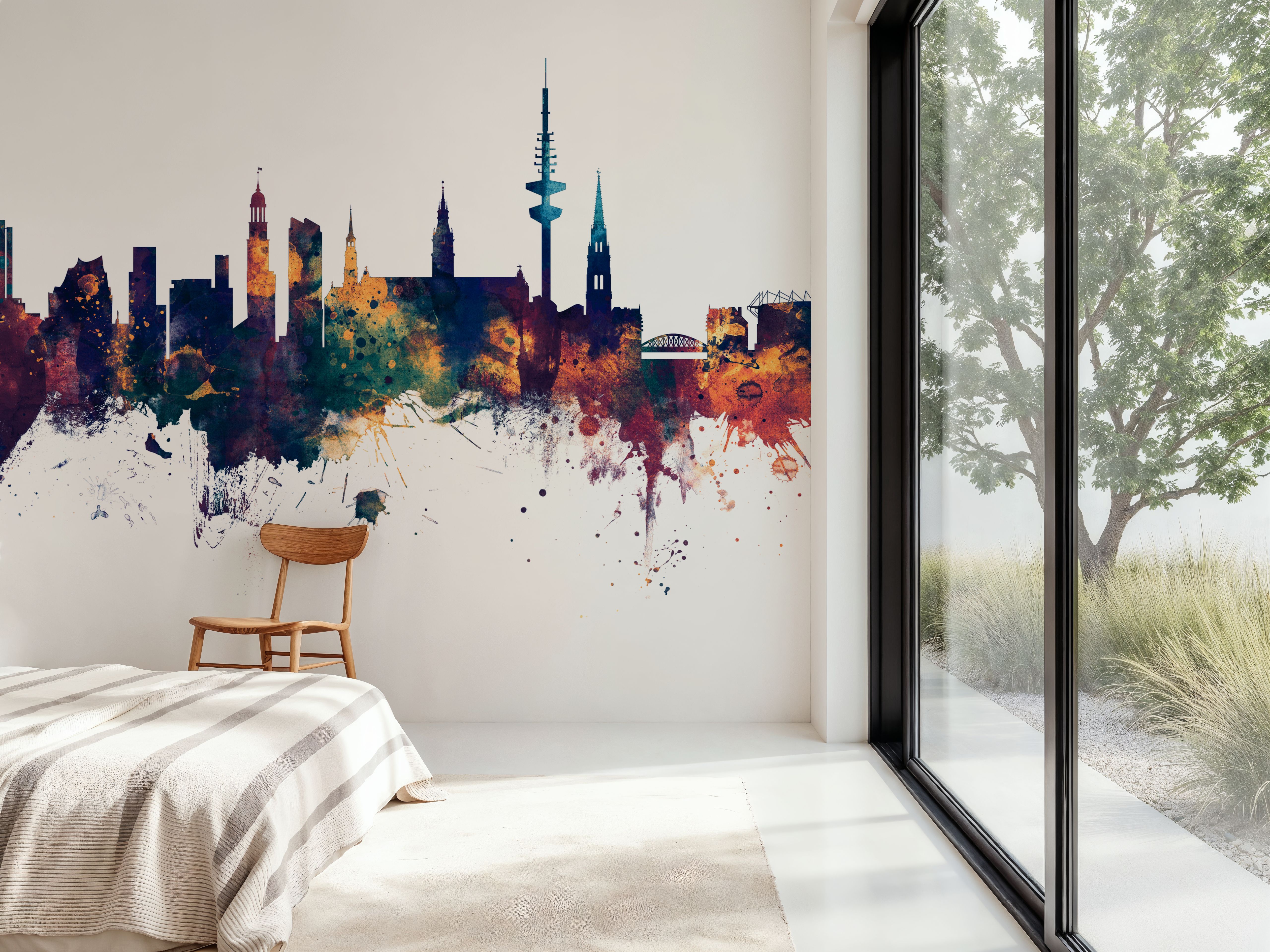 Hamburg Germany Skyline Blue & Bronze