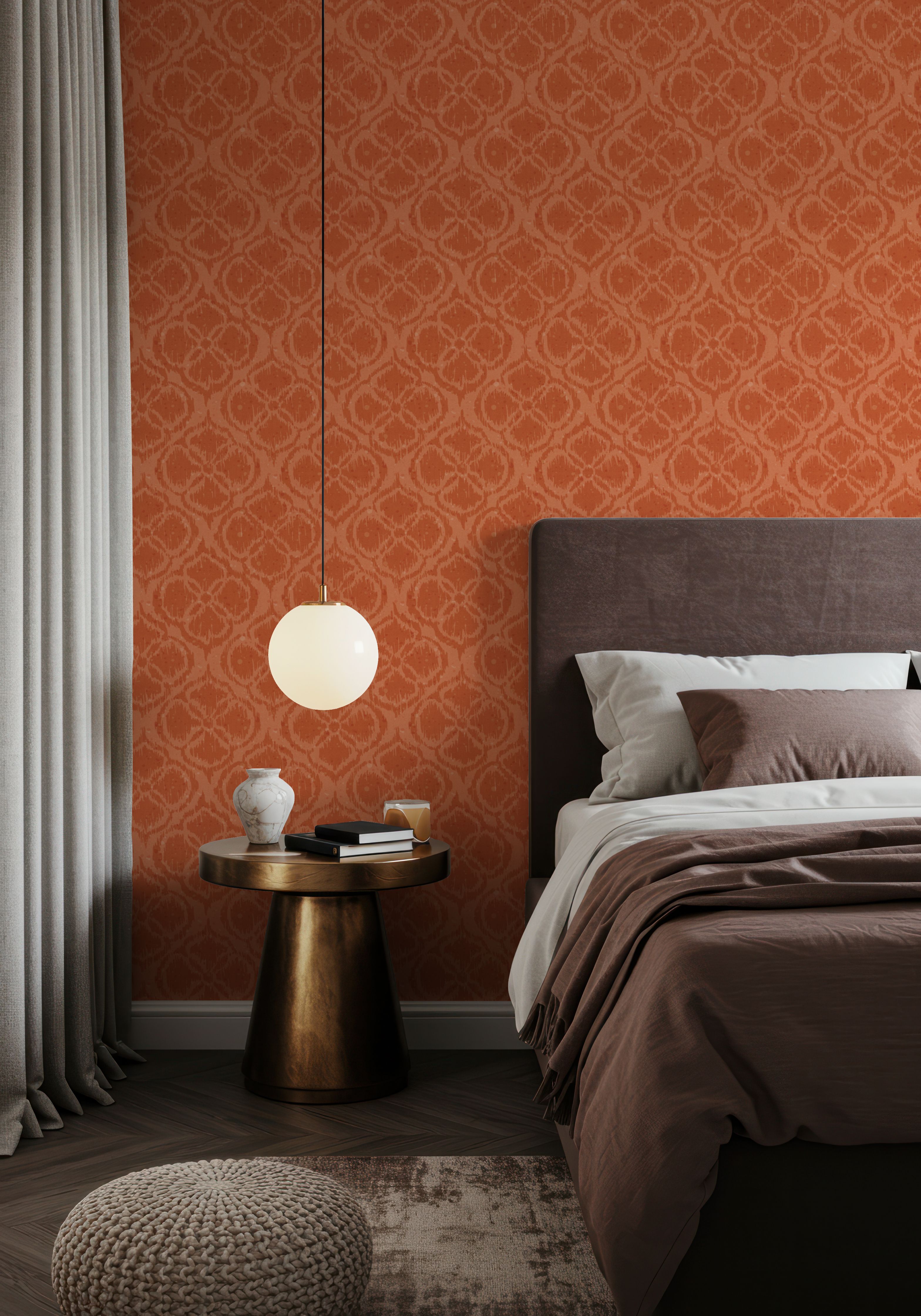 Wallpaper - Harvest Slice Orange - Ikat - Offices - Wallism US - Premium, Textured or Peel & Stick