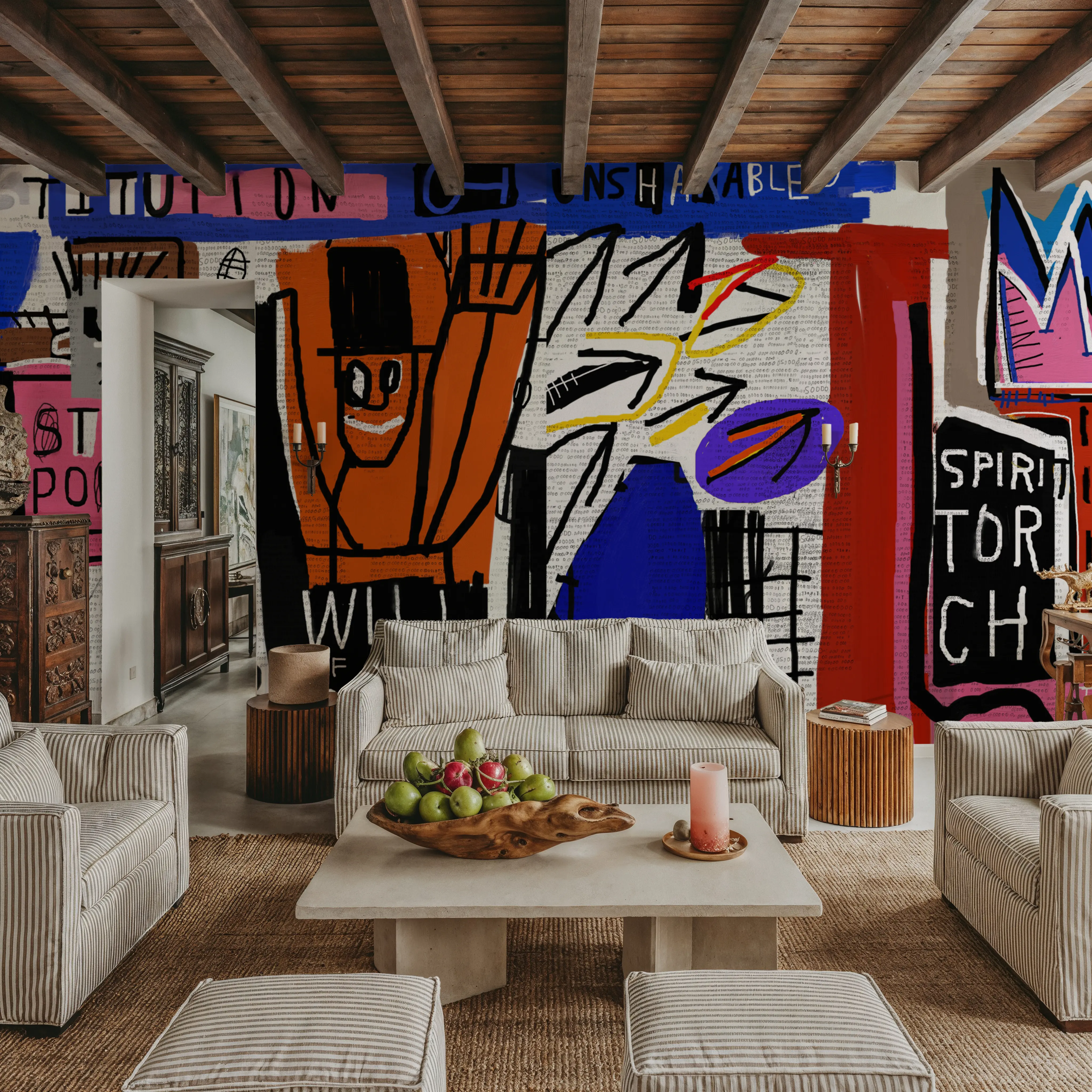 Wall Mural - Power To The People - Graphics Pop mural wallpaper - Blue - Dining Room - Wallism UK - Peel & Stick or Paste-the-Wall