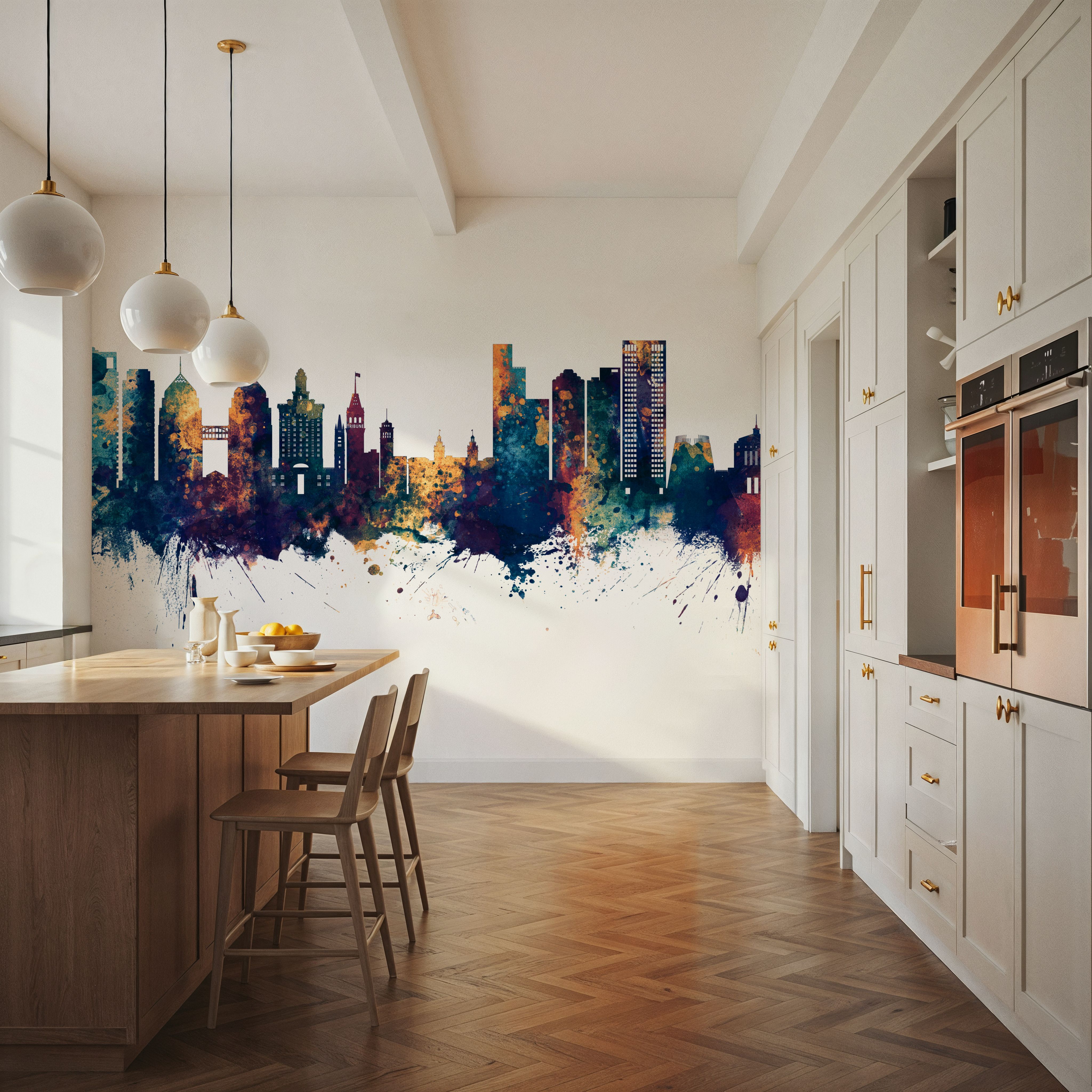 Oakland California Skyline Blue & Bronze