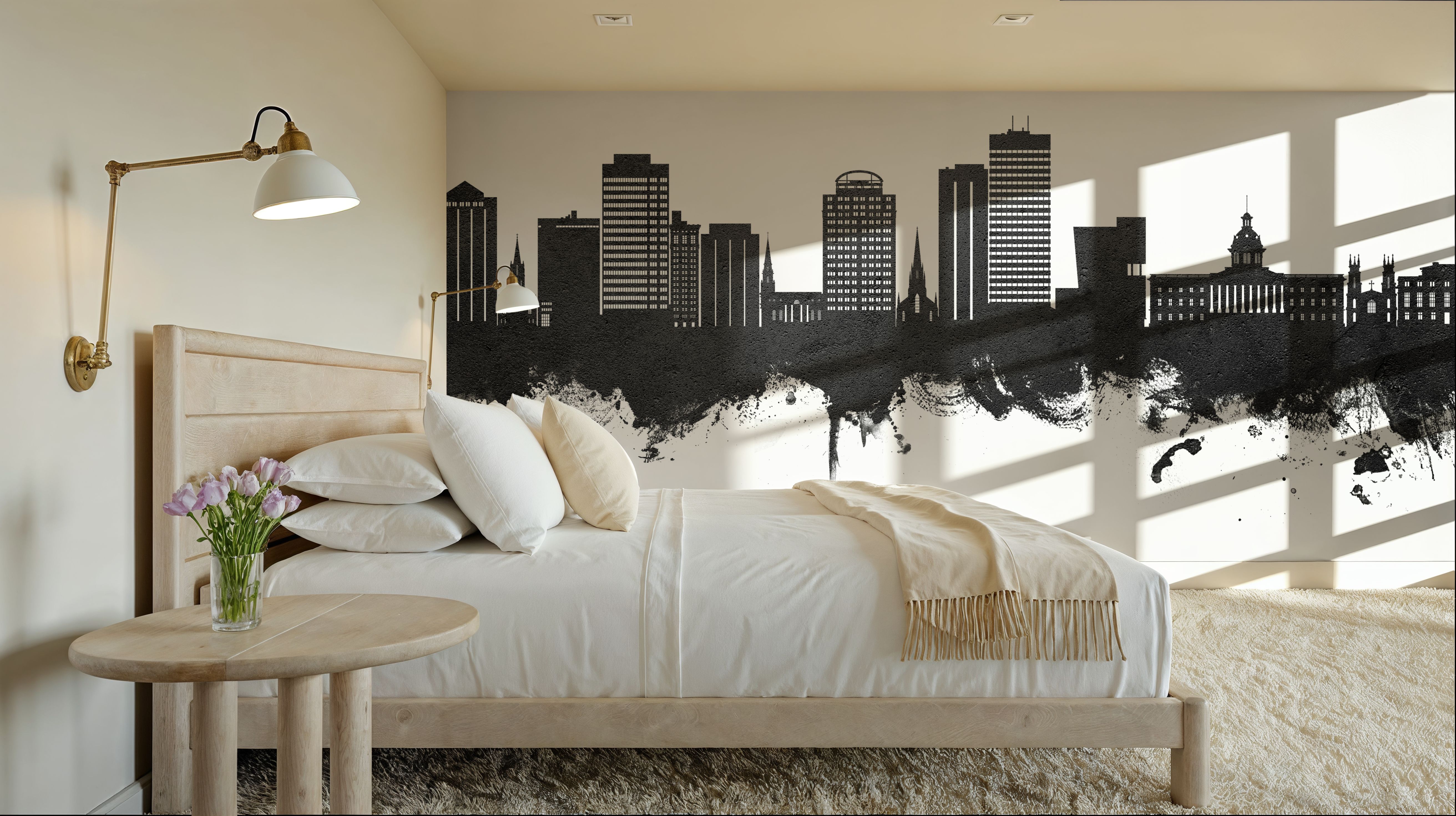 Columbia South Carolina Skyline Black & White, Behang