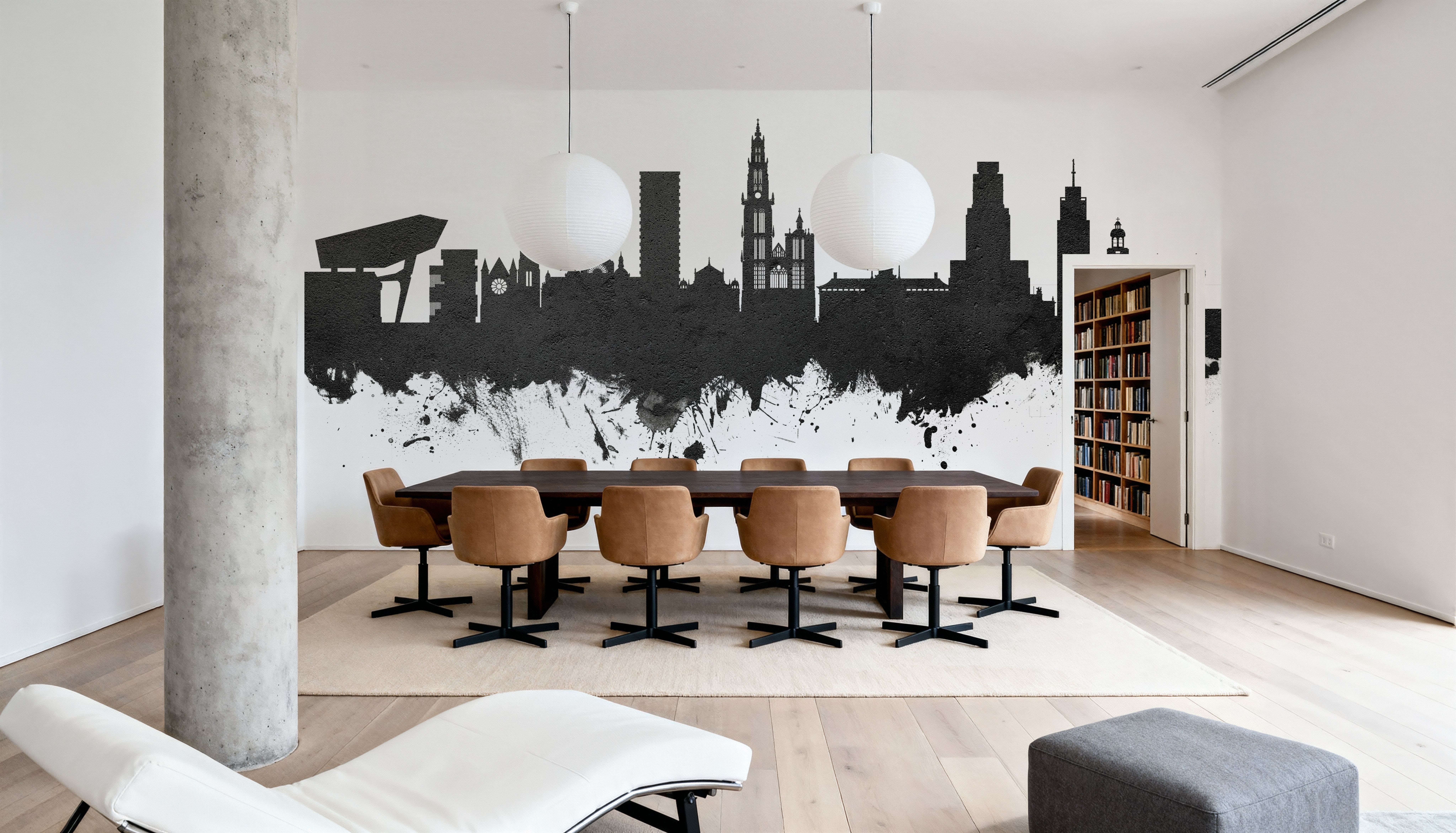 Antwerp Belgium Skyline Black & White