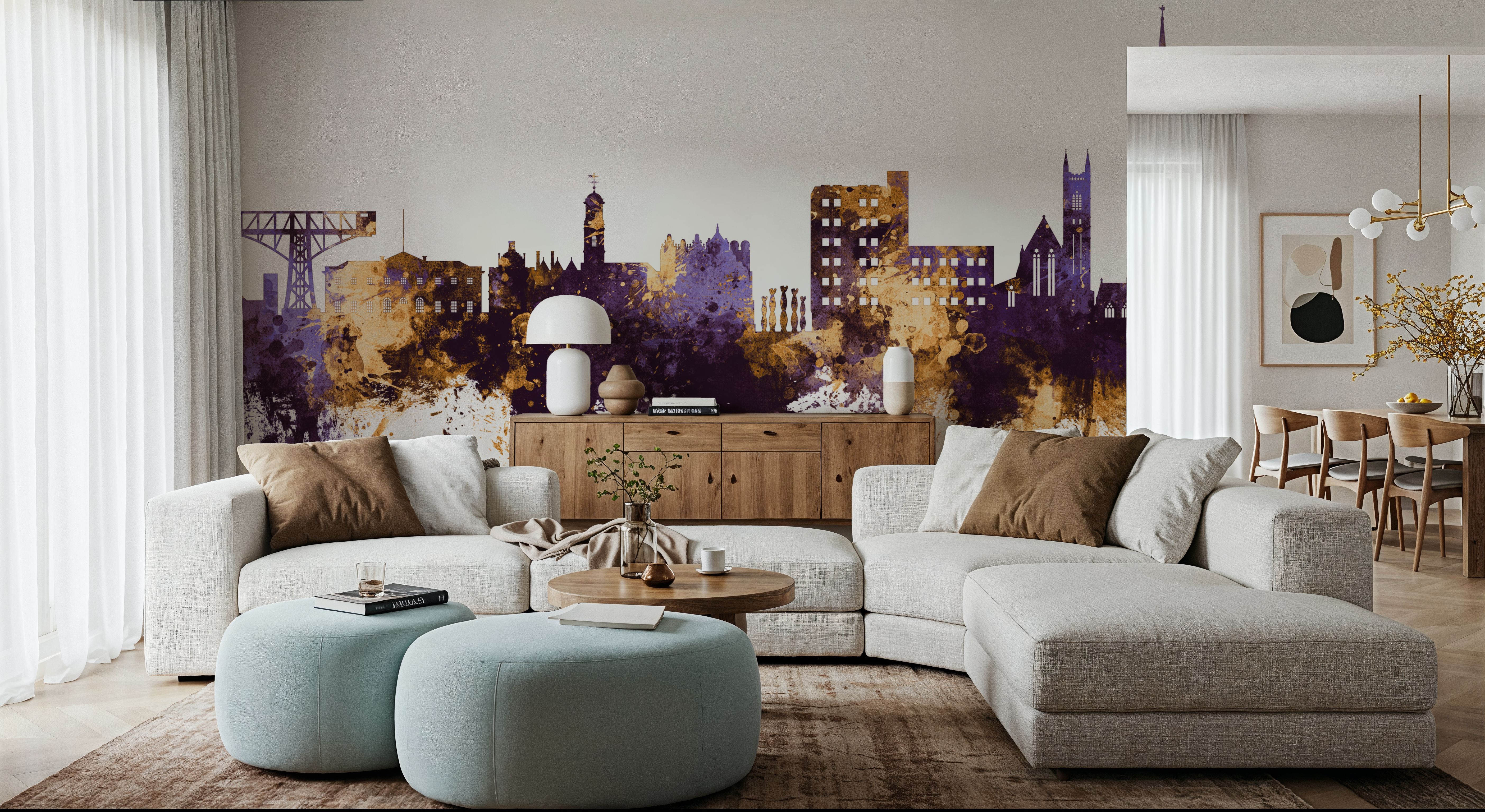 Warrington England Skyline Purple & Gold