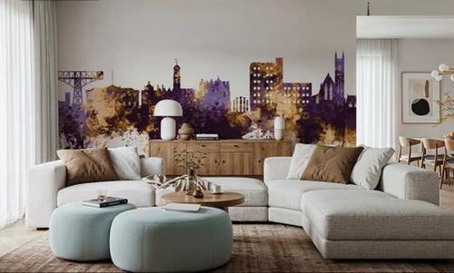 Warrington England Skyline Purple & Gold