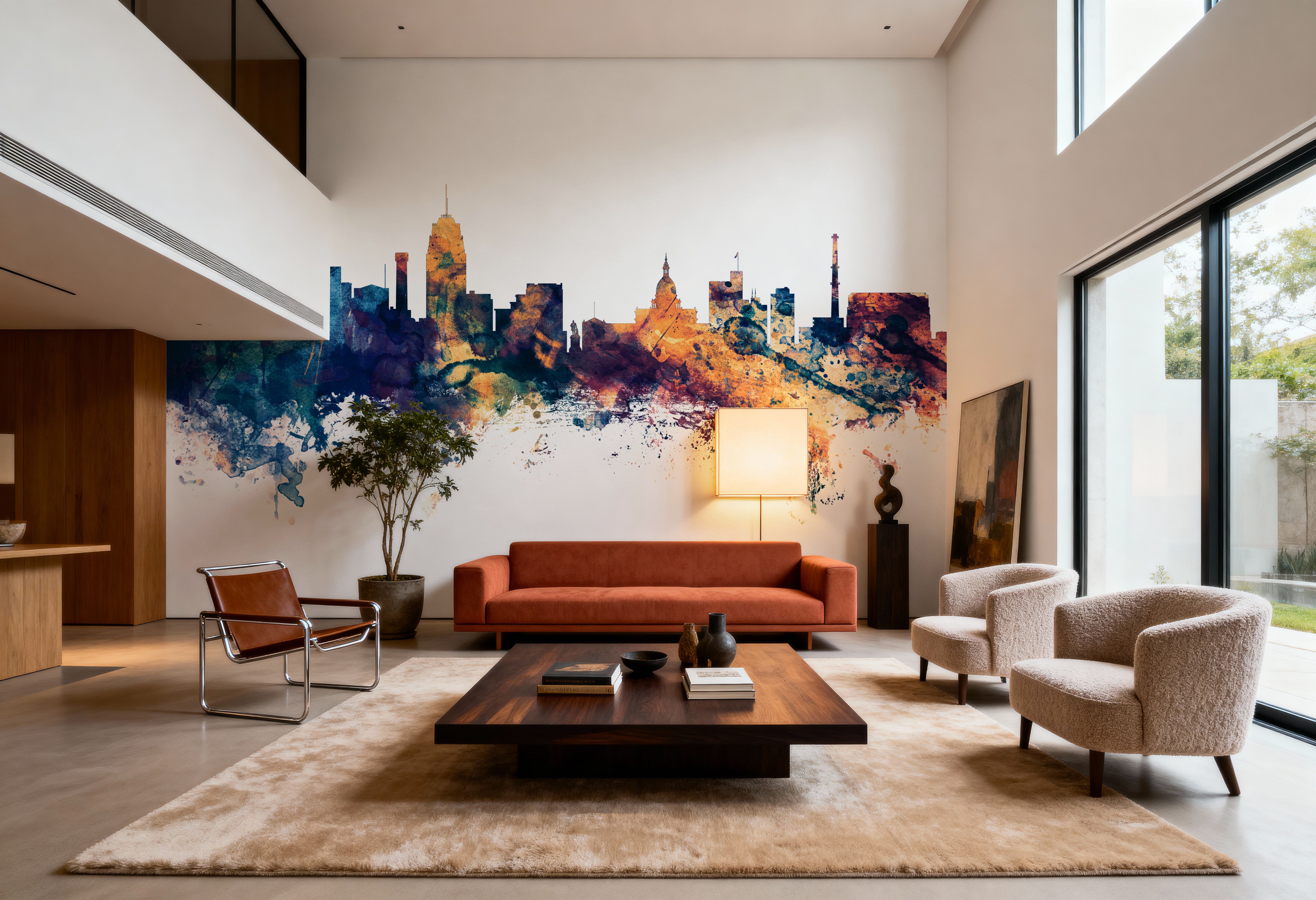 Lansing Michigan Skyline Blue & Bronze