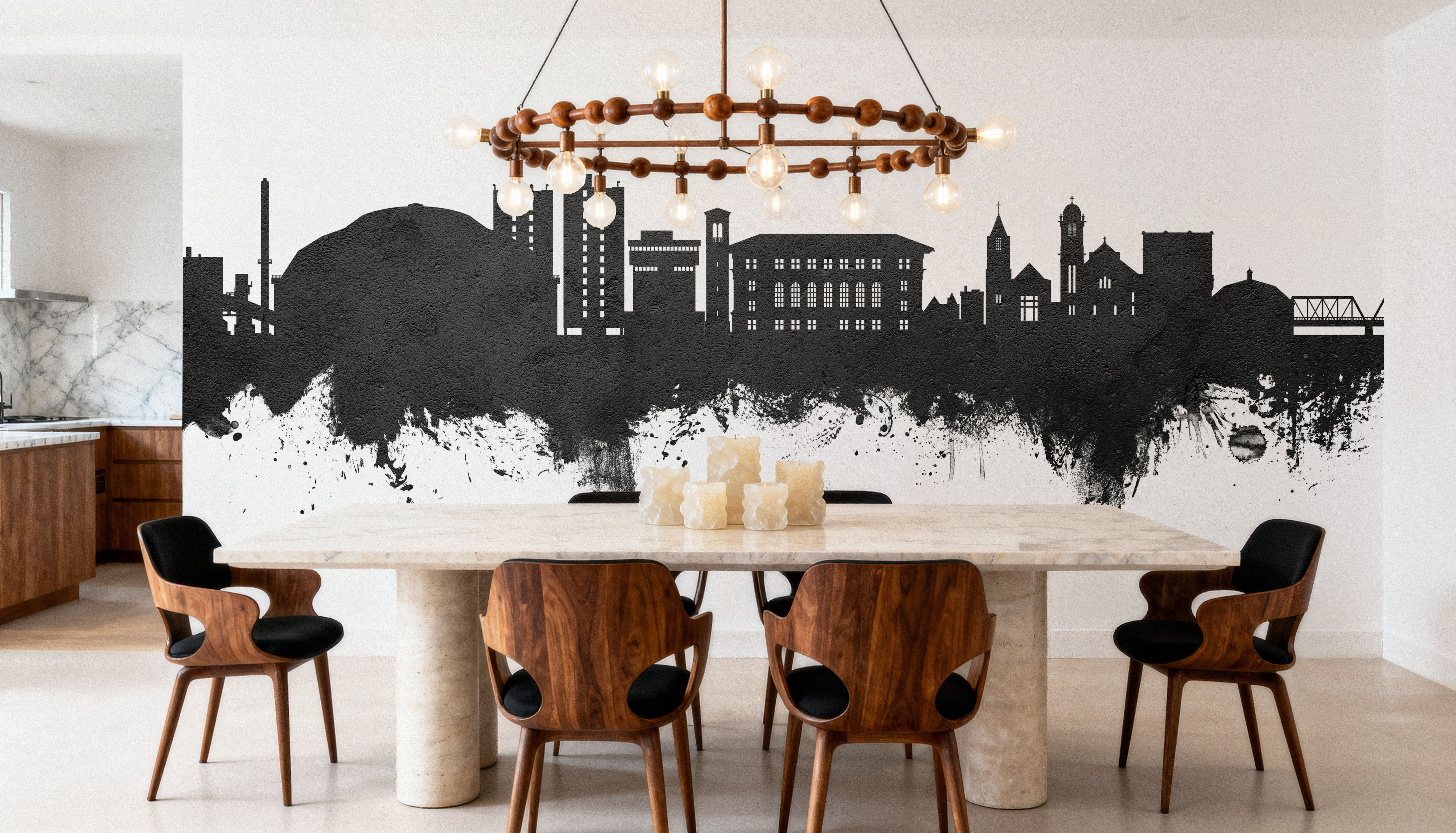 Cedar Falls Iowa Skyline Black & White