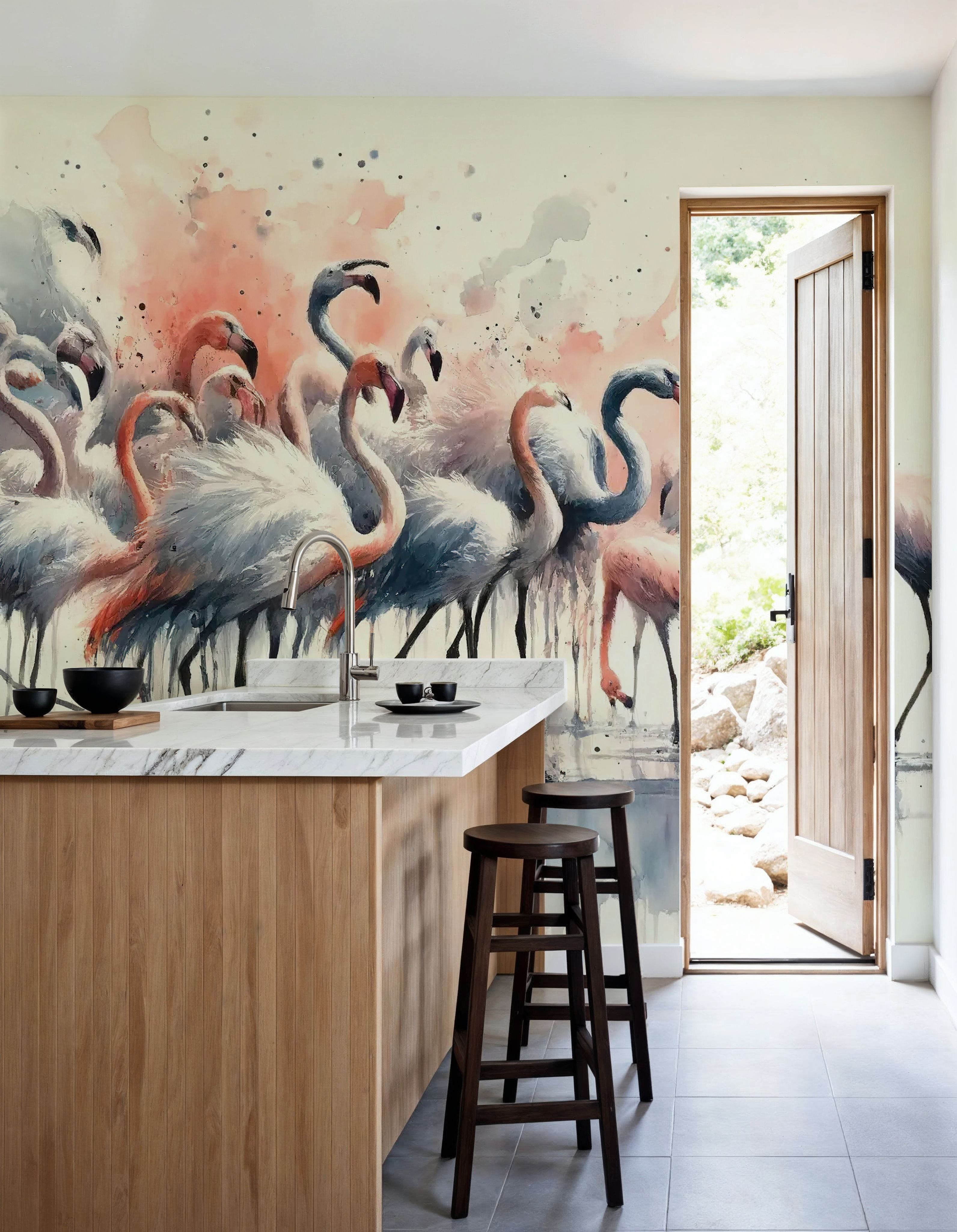 Elegance of Flamingos at Rest