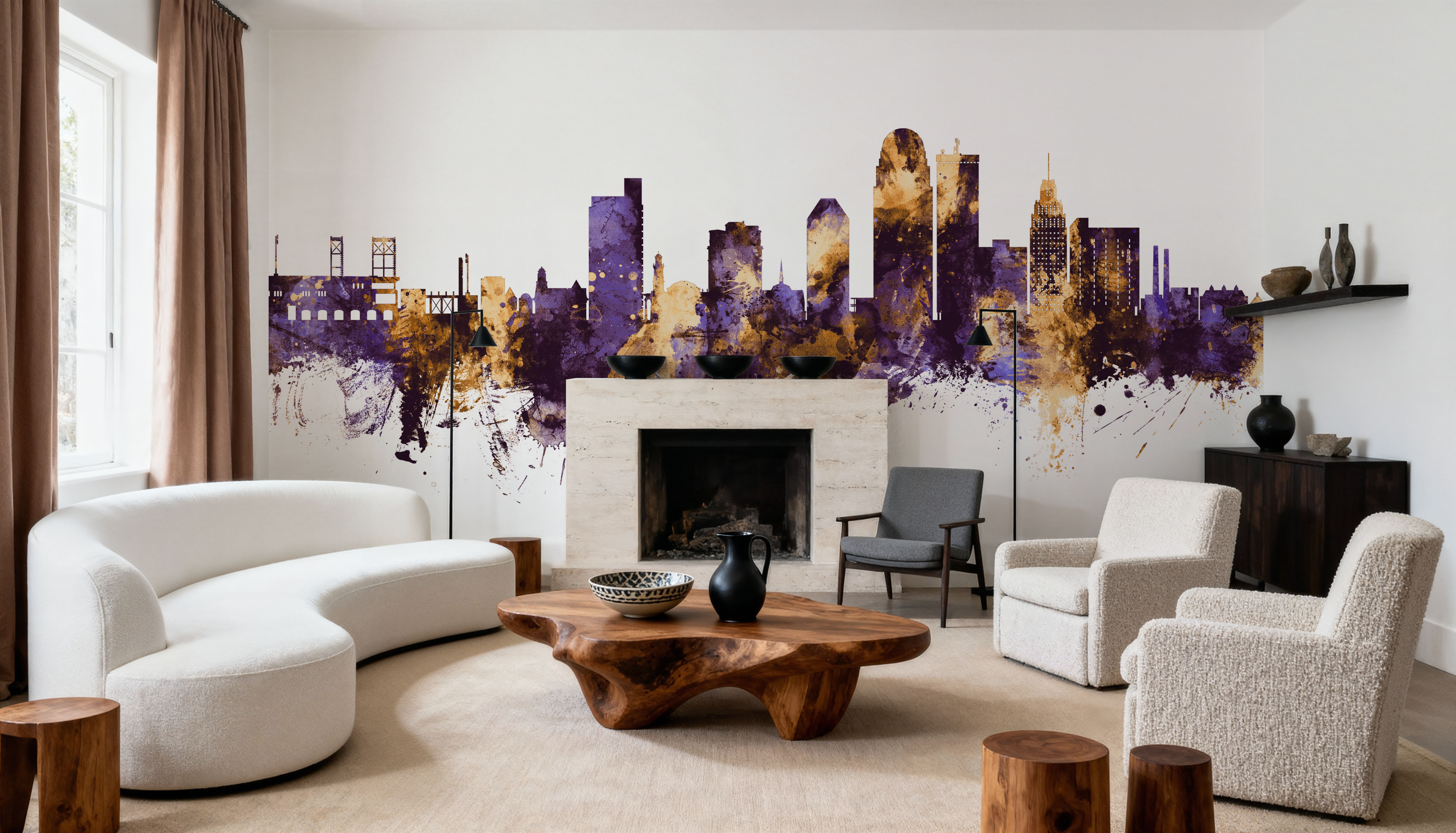 Winston-Salem North Carolina Skyline Purple & Gold