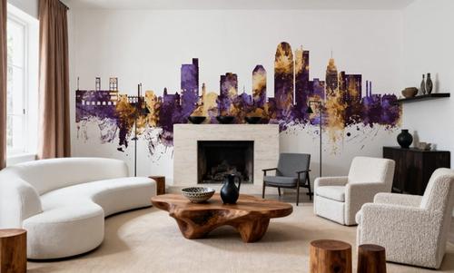 Winston-Salem North Carolina Skyline Purple & Gold