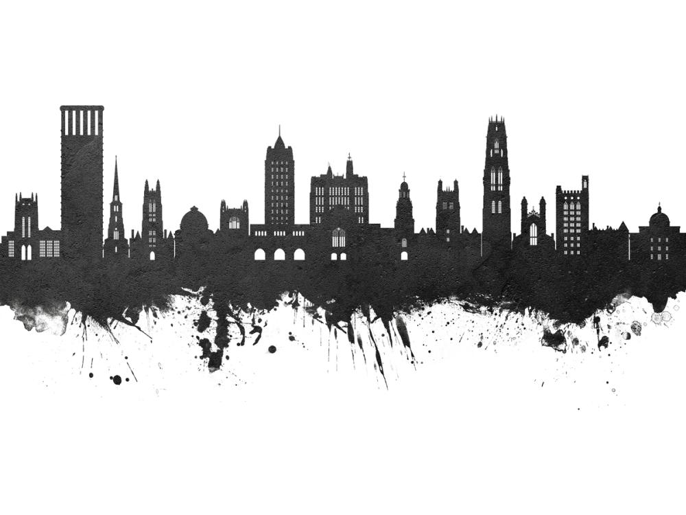 New Haven Connecticut Skyline Black & White